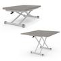 Voir la diapositive 4 : ID MARKET Table basse extensible relevable en table à manger rectangulaire URBANA plateau effet béton pied gris