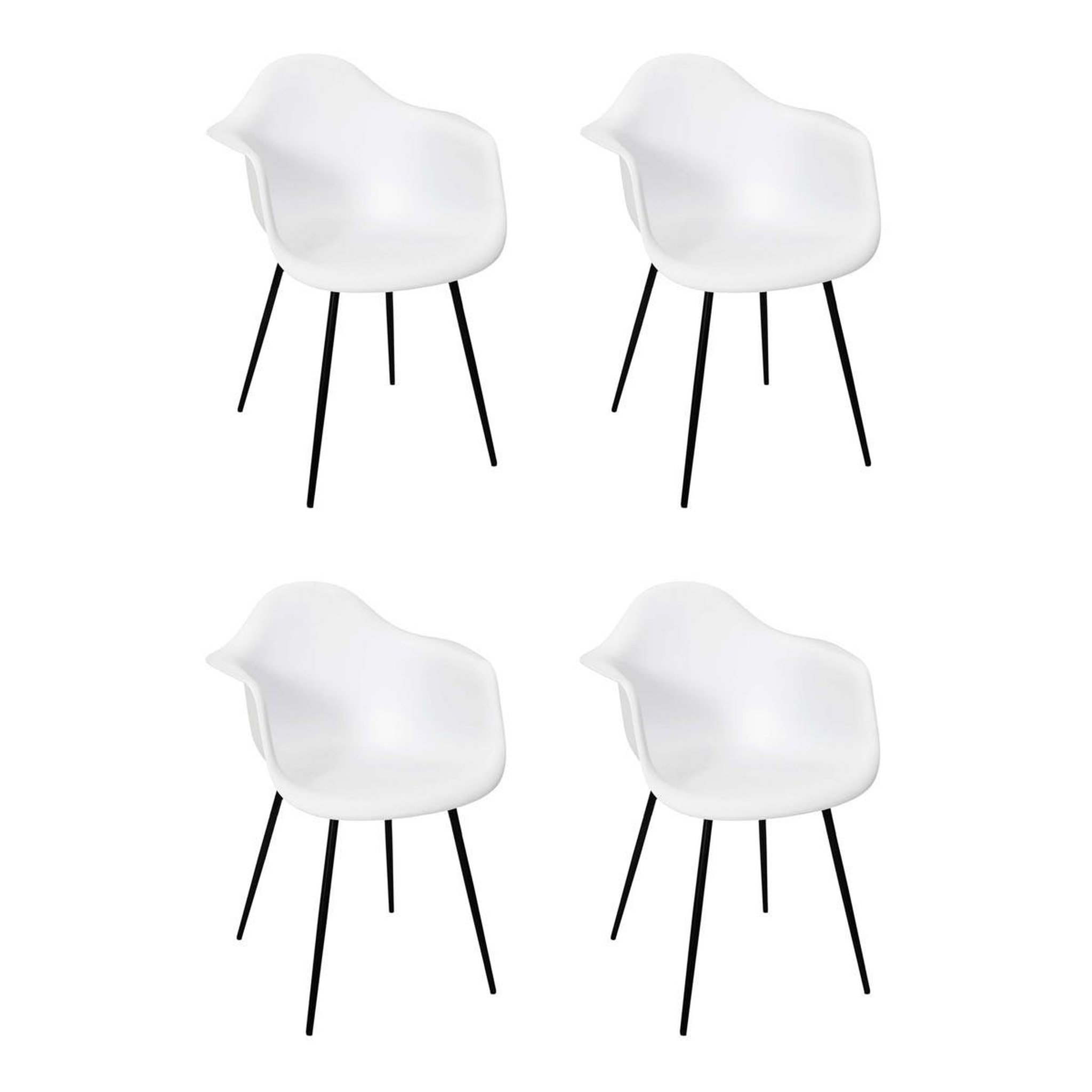 The Home Deco Factory Lot de 4 chaises fauteuil  gustav  85cm blanc