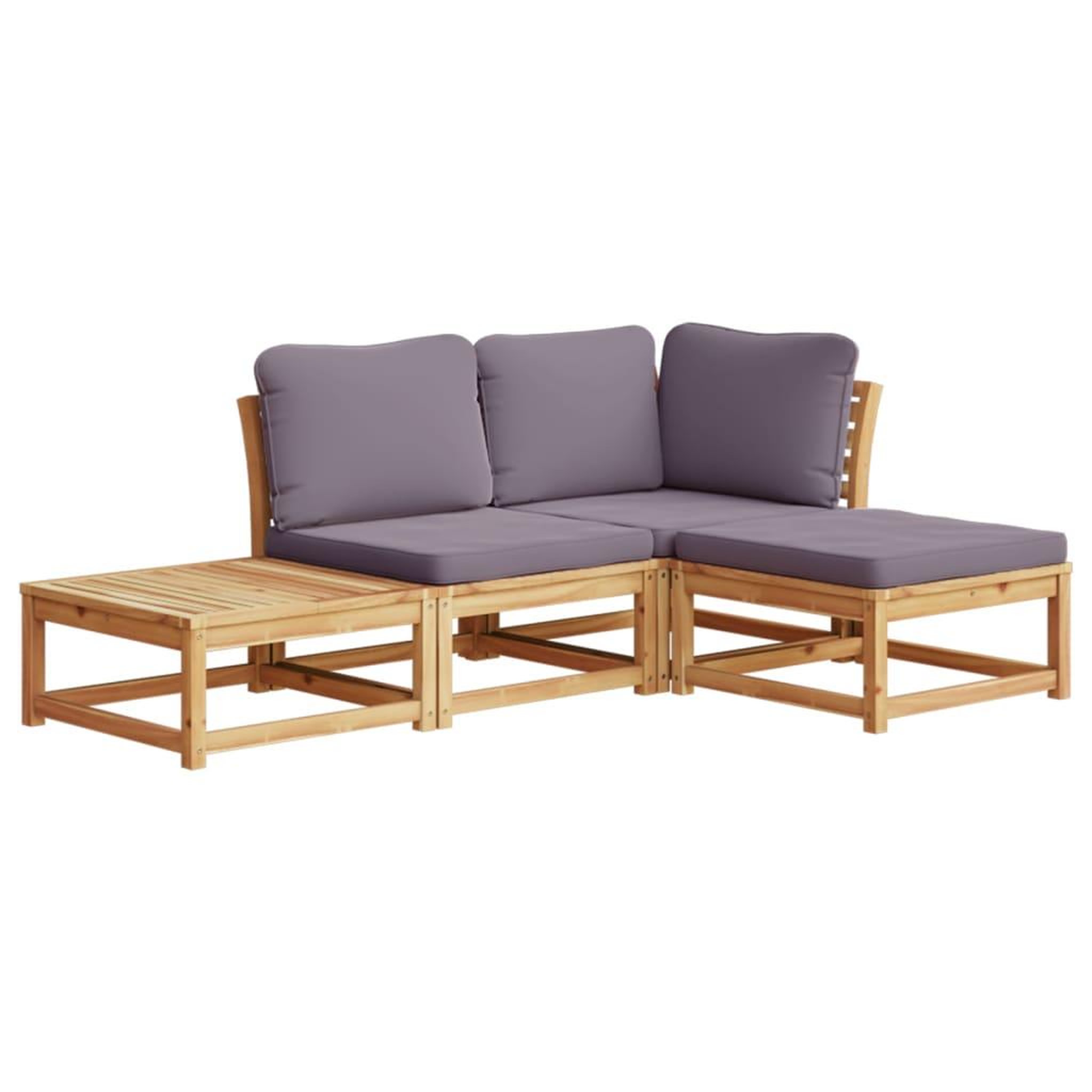Voir la diapositive 2 : VIDAXL Salon de jardin 4 pcs avec coussins Bois d'acacia solide