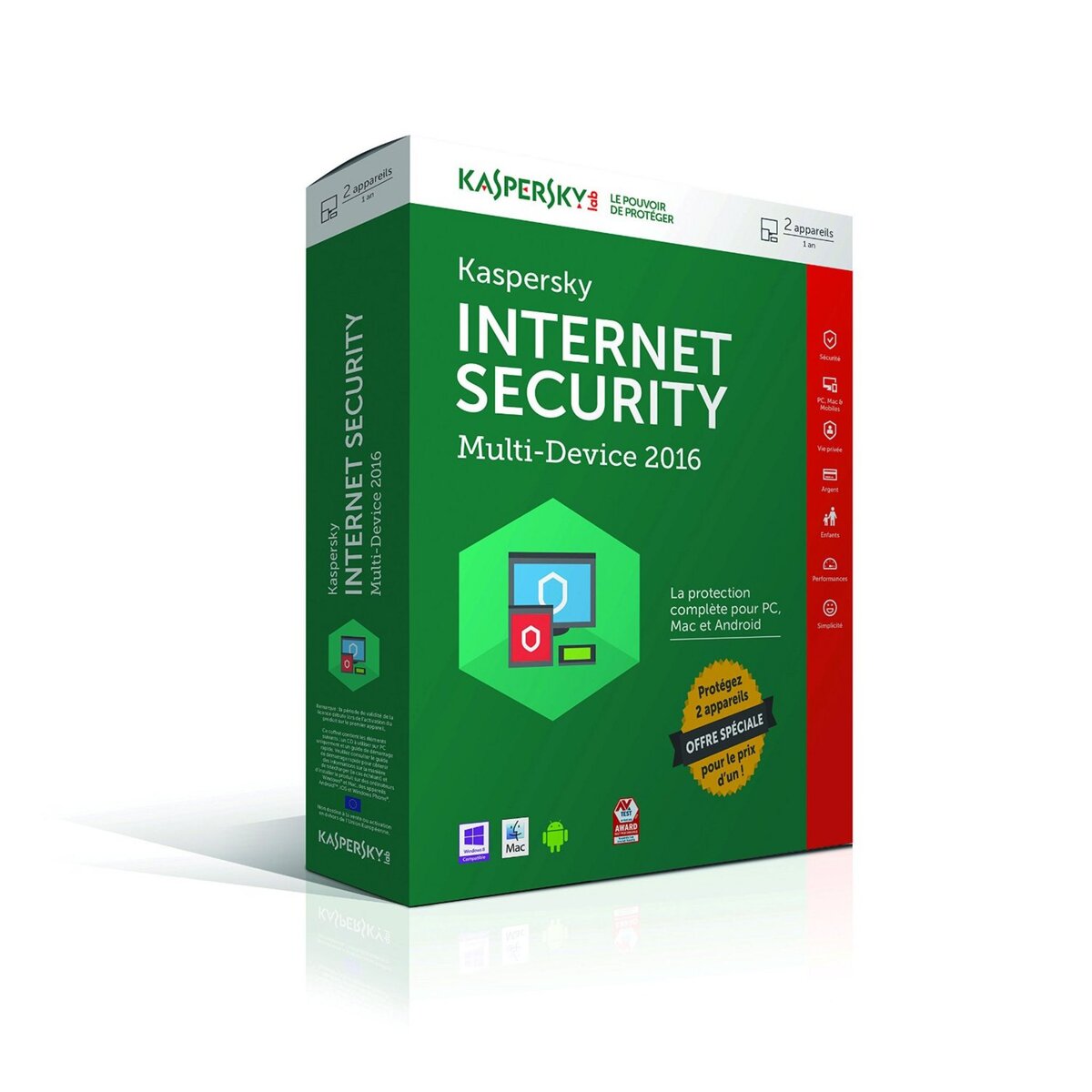 Kaspersky Internet Security 2016 (2 postes - 1 an)