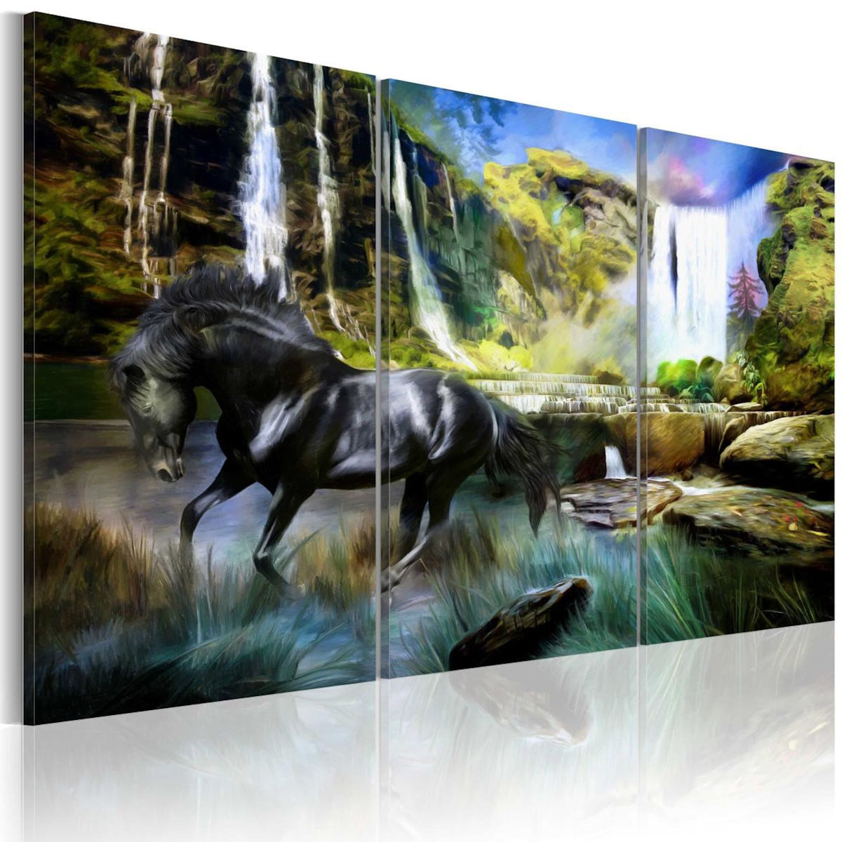 Paris Prix Tableau Imprimé  Cheval sur Fond de Cascade Bleue