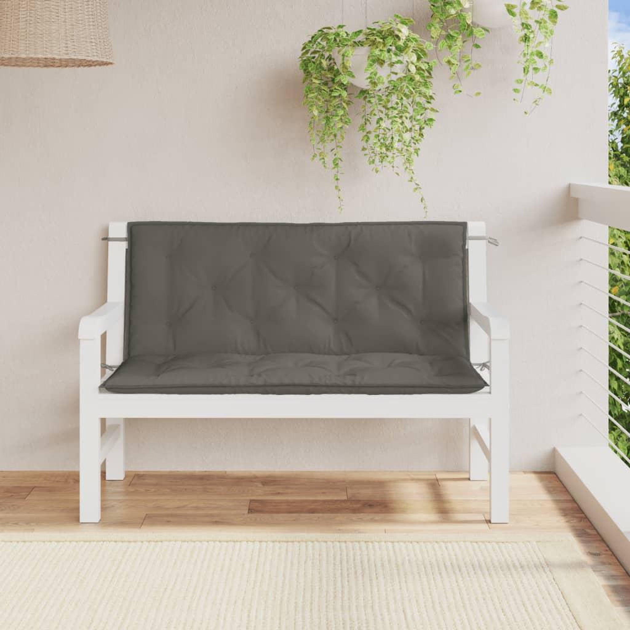 Voir la diapositive 3 : VIDAXL Coussins de banc de jardin lot de 2 gris fonce melange tissu