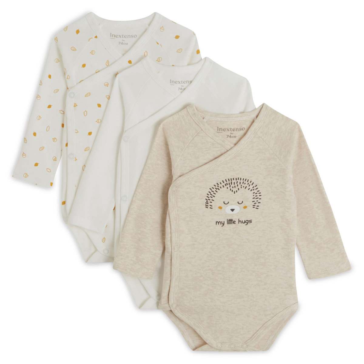 IN EXTENSO Lot de 3 bodies manches longues de naissance bébé