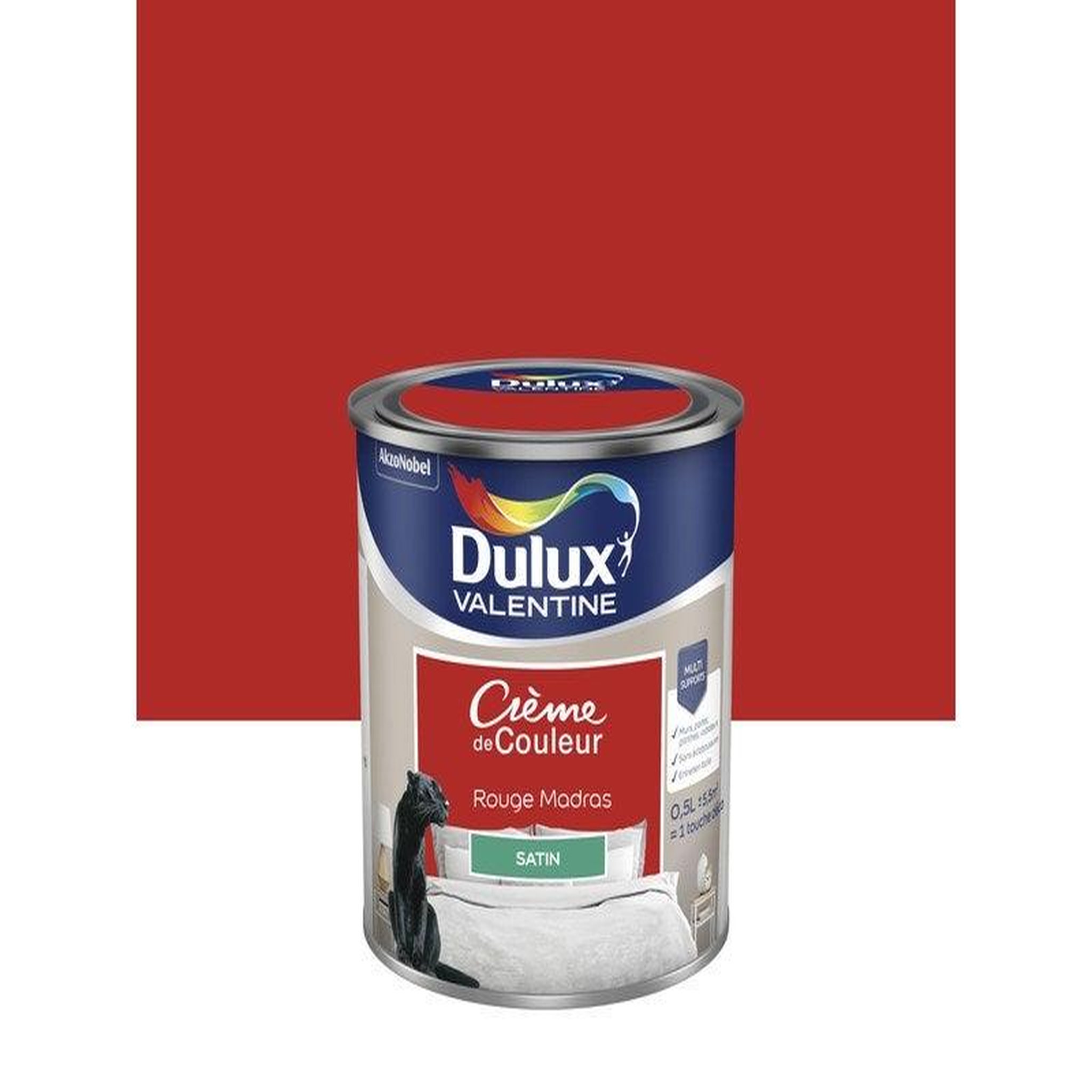 CENTRALE BRICO Peinture mur, boiserie crème de couleur DULUX VALENTINE rouge madras satiné 0.5L