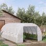 Voir la diapositive 2 : OUTSUNNY Serre de jardin tunnel 18 m² dim. 5,97L x 3,02l x 2H m - 12 fenêtres, porte zippée enroulable - châssis tubulaire acier galvanisé, bâche PE haute densité blanc