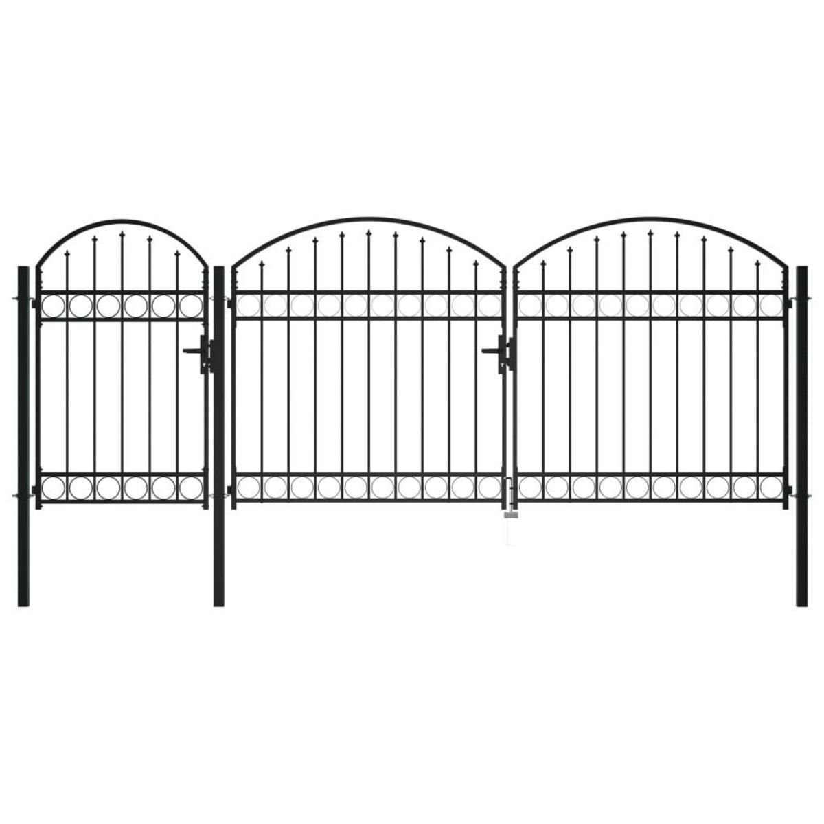 VIDAXL Portail de jardin avec dessus arque Acier 2,25 x 4 m Noir