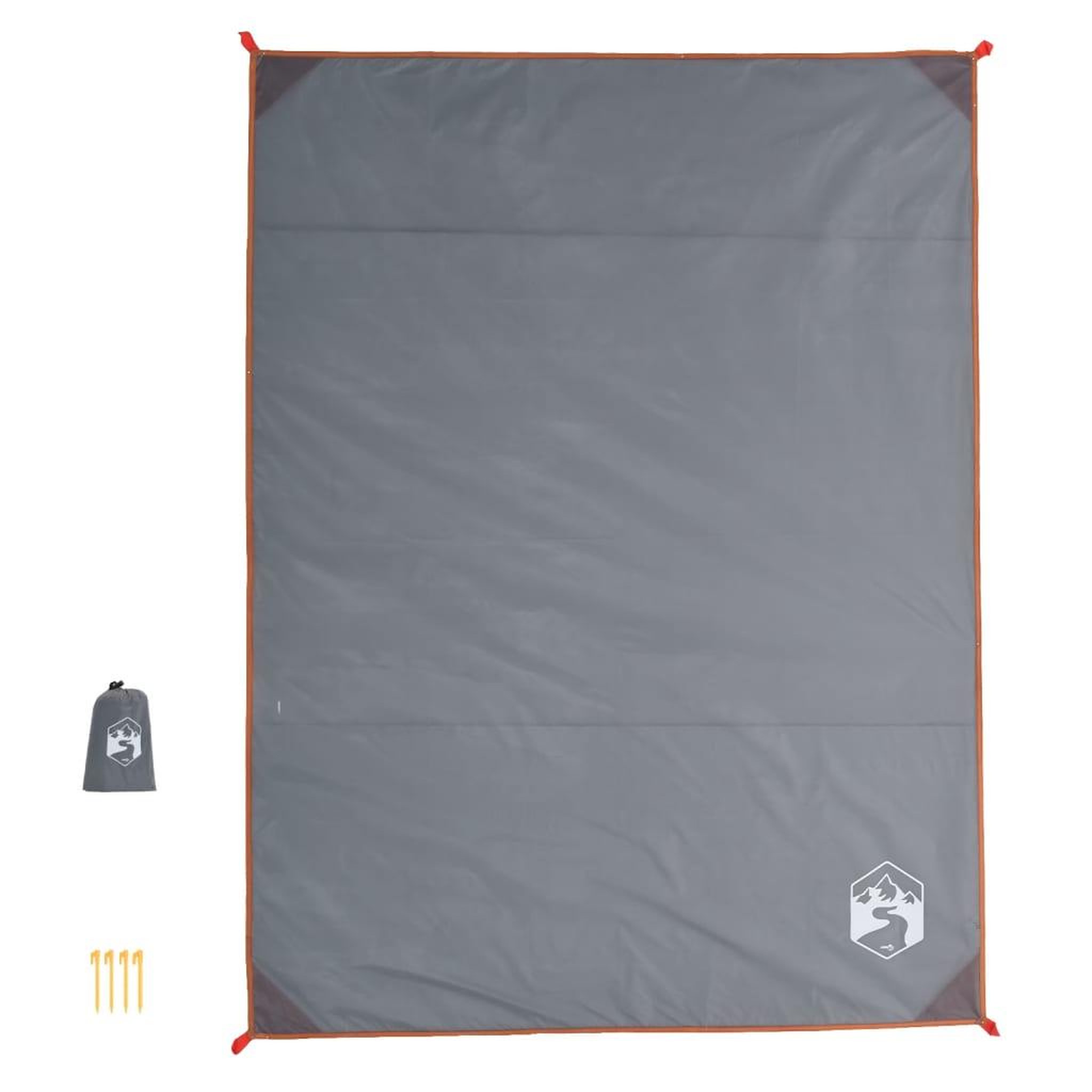 Voir la diapositive 3 : VIDAXL Couverture de pique-nique avec piquets gris et orange 205x155cm