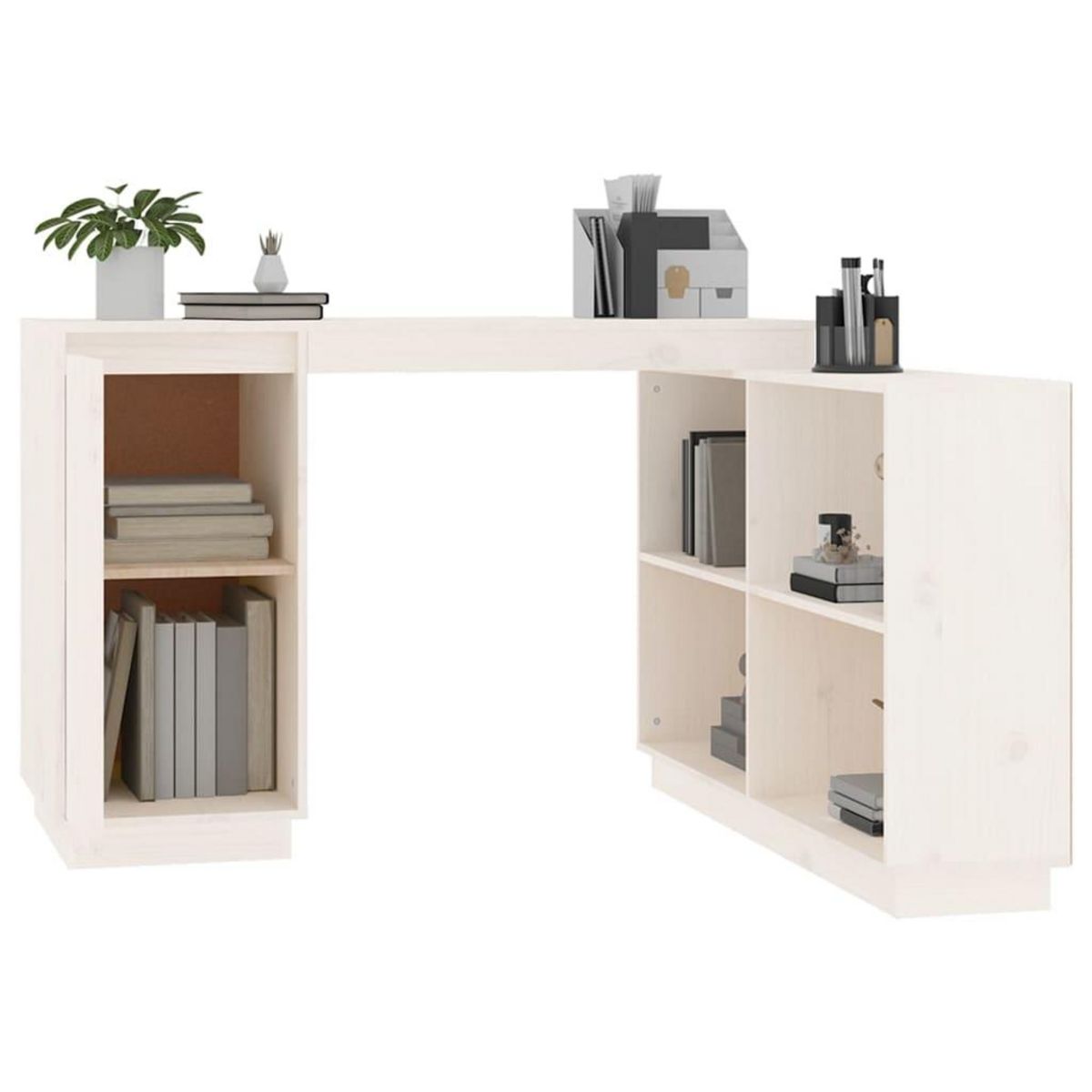 VIDAXL Bureau Blanc 110x50x75 cm Bois massif de pin