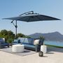 Voir la diapositive 2 : OUTSUNNY Parasol déporté carré 3 x 3 m réglable piètement croix manivelle tissu haute densité 180g/m² UPF50+ bleu