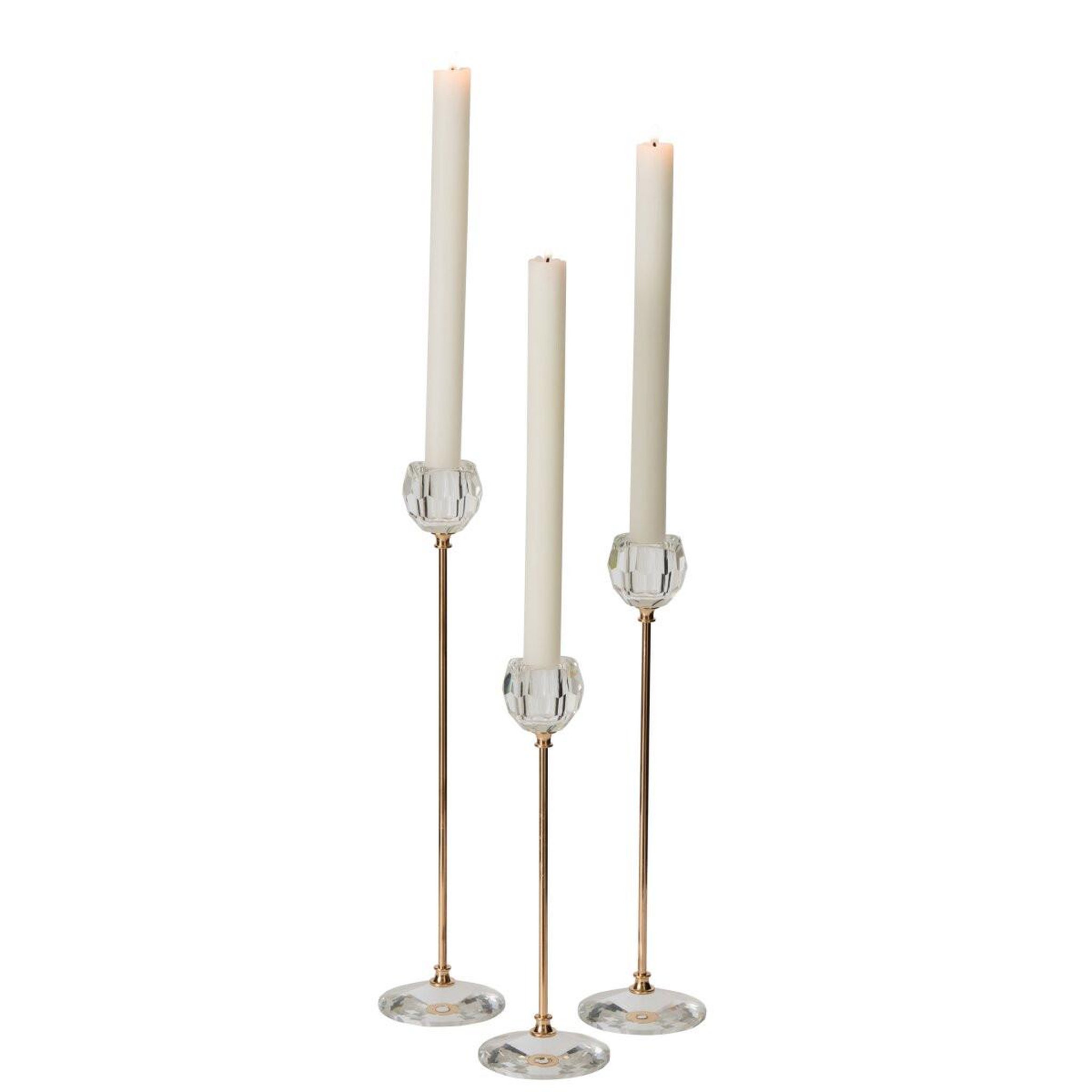 Voir la diapositive 2 : J-LINE Lot de 3 chandeliers en cristal  doris  25cm transparent