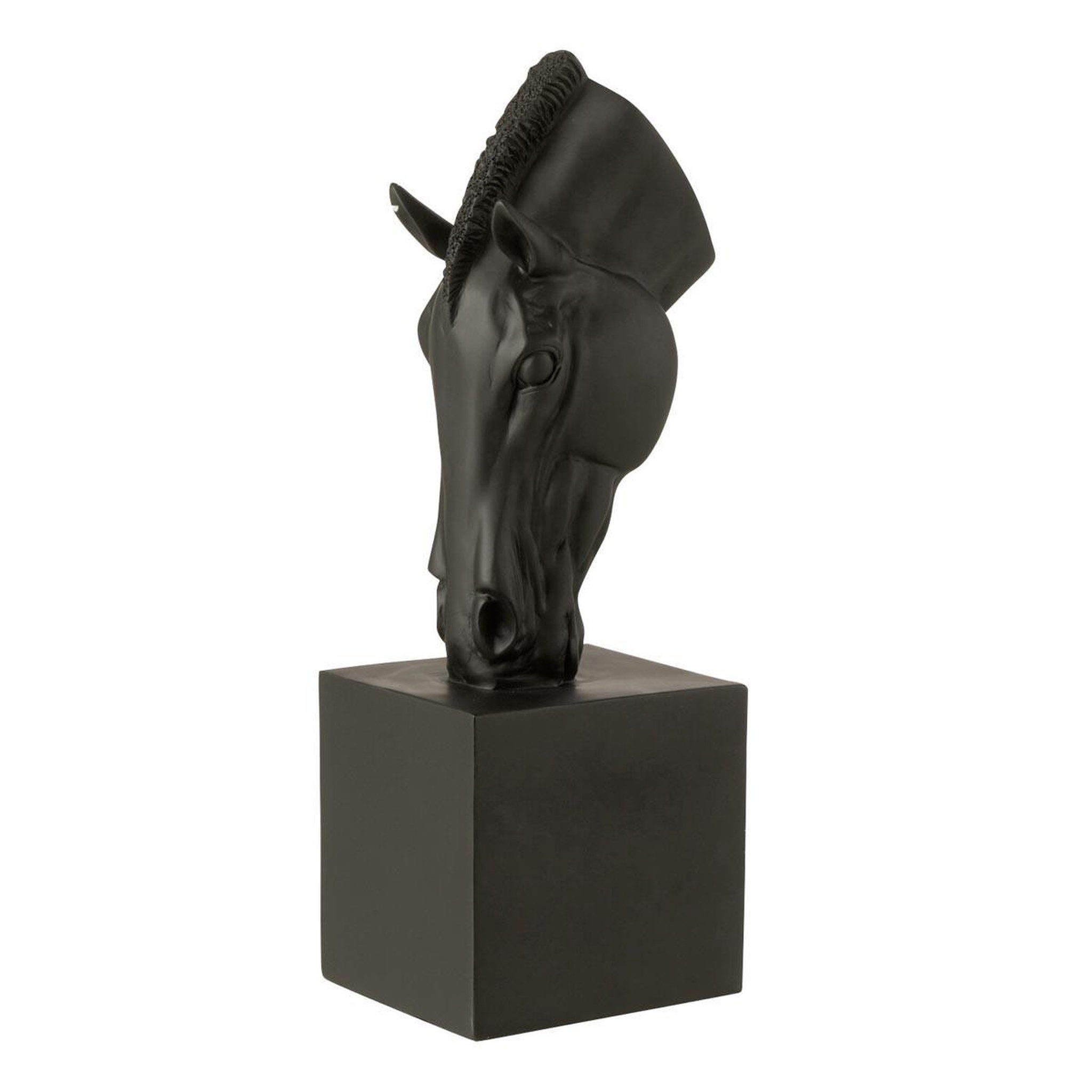 J-LINE Tête de cheval sur socle  hollywood  44cm noir