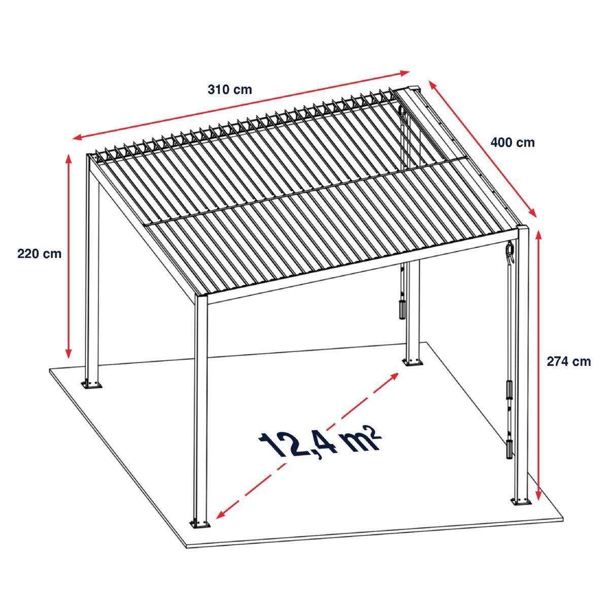 DCB GARDEN Pergola bioclimatique - Autoportée - Aluminium gris anthracite - 3-1x4m - TRAMONTO