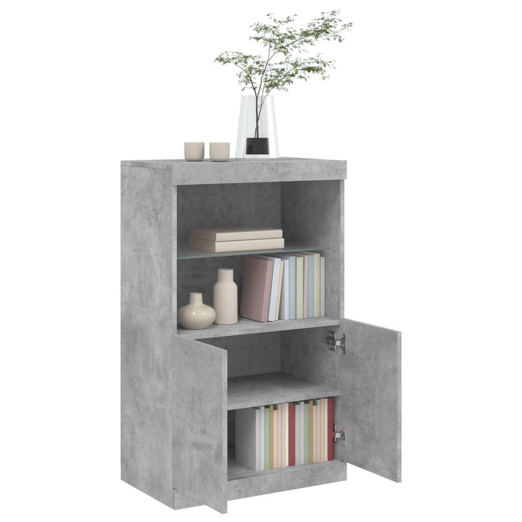 Voir la diapositive 5 : VIDAXL Buffet avec lumieres LED gris beton 60,5x37x100 cm