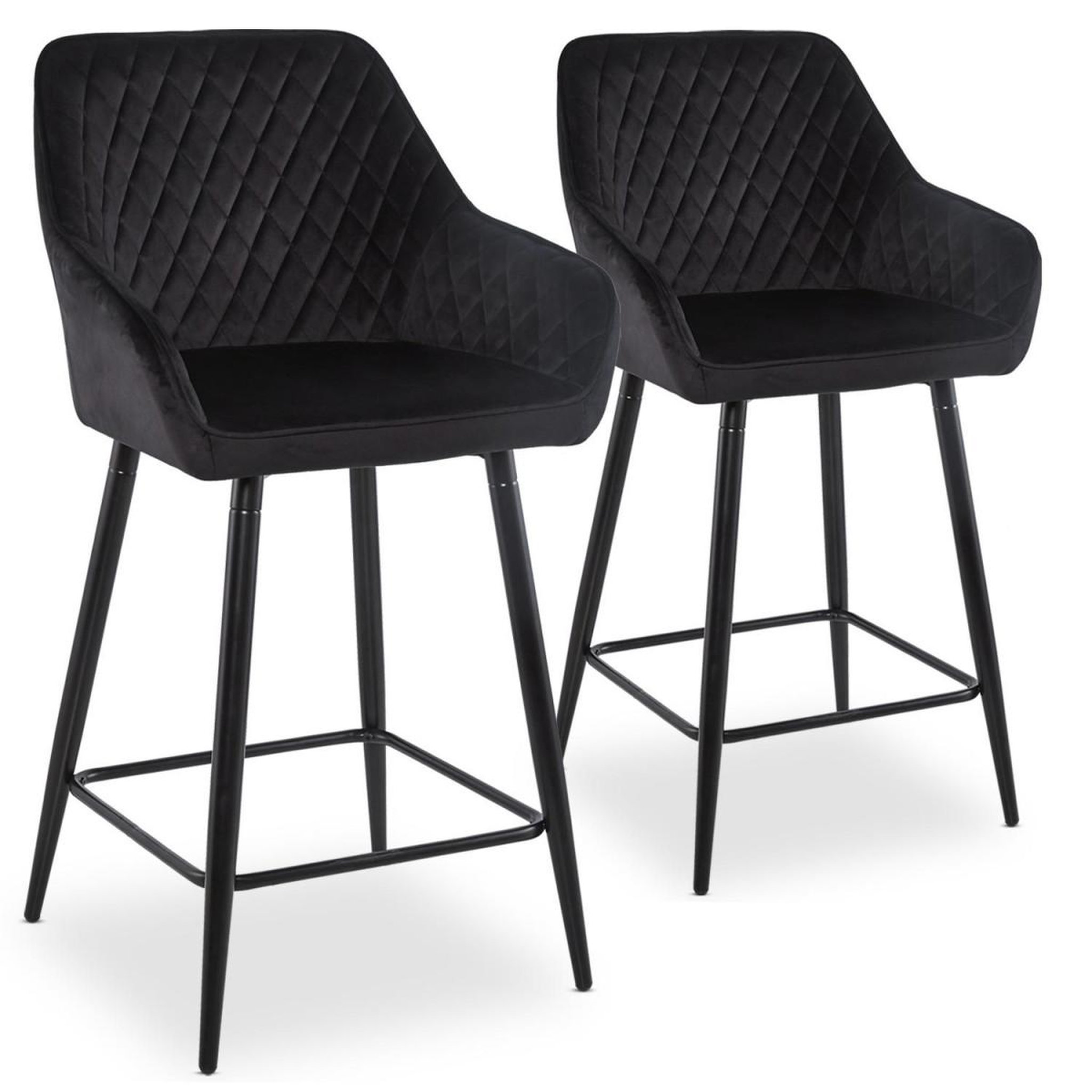 Paris Prix Lot de 2 chaises de bar velours  onika  105cm noir