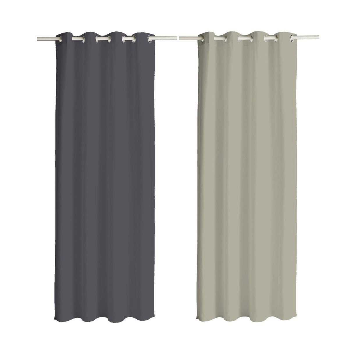 Rideau occultant uni à oeillets en polyester