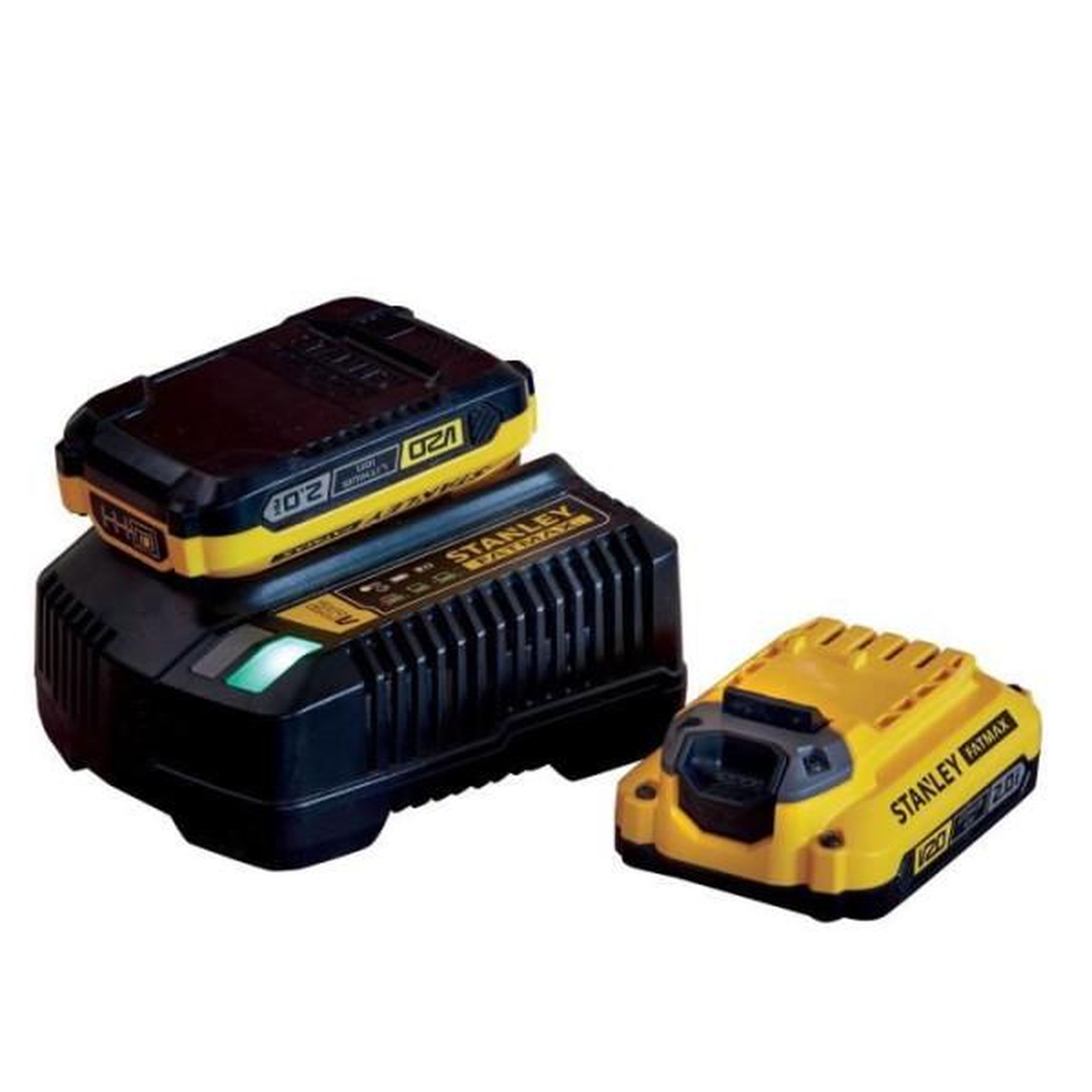 STANLEY FATMAX Pack 2 batteries 18v 2 ah + chargeur 2a - stanley fatmax - compatible avec la gamme stanley fatmax v20 - sfmcb12d2-qw
