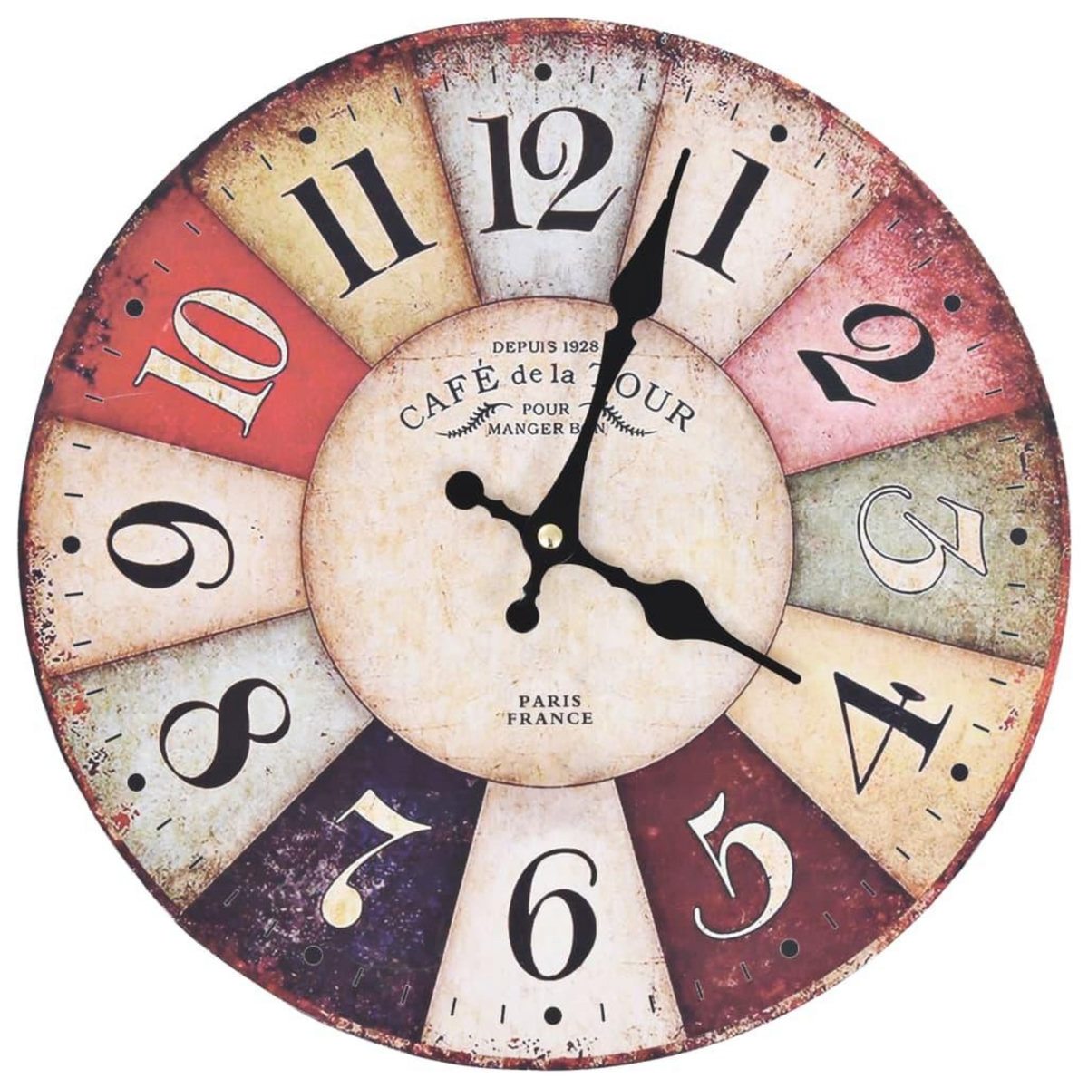 VIDAXL Horloge murale vintage Coloree 30 cm
