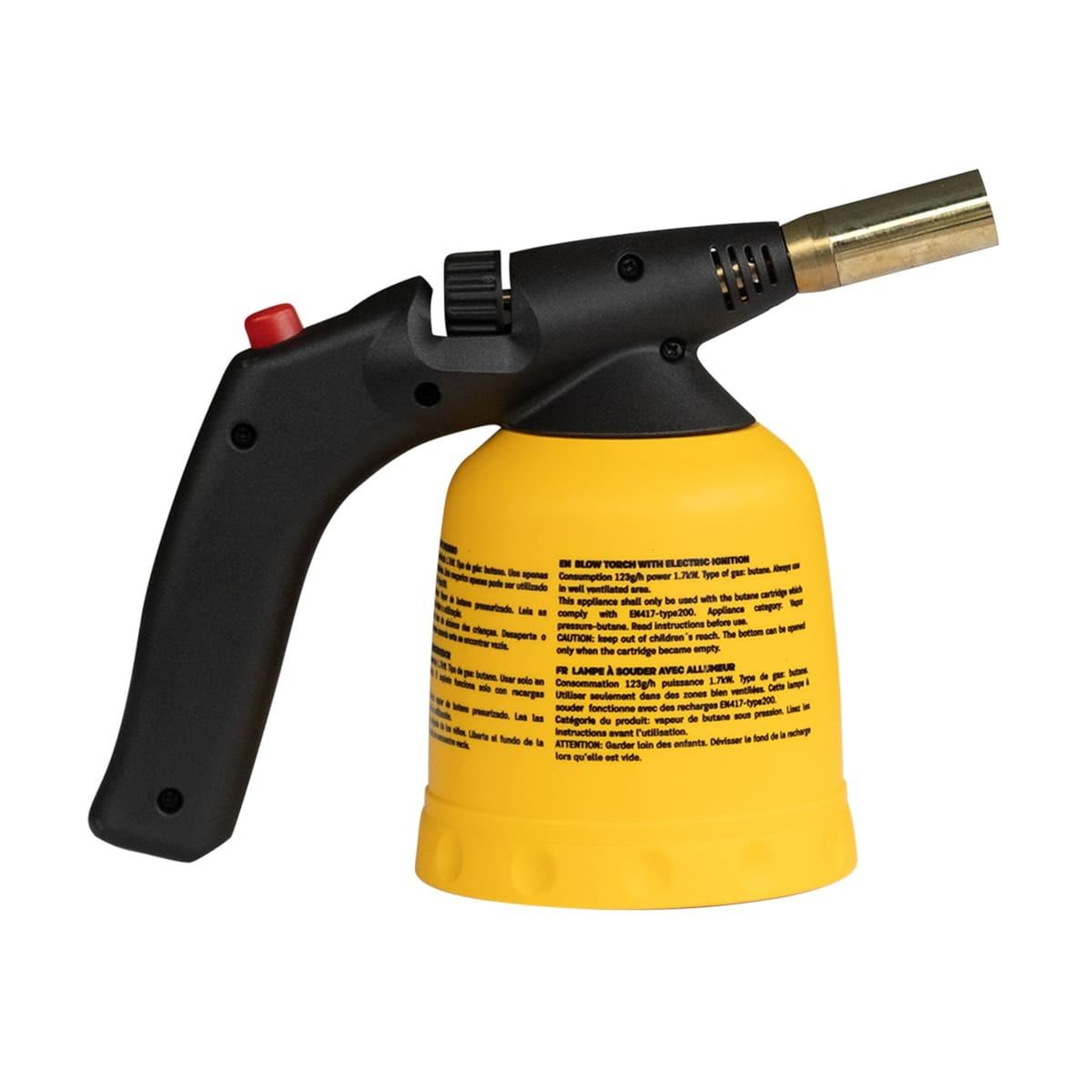 Voir la diapositive 5 : VITO Lampe à souder gaz 1700w allumage piezo 1200°c gaz butane 190g – chalumeau gaz bricolage plomberie soudure cuisine