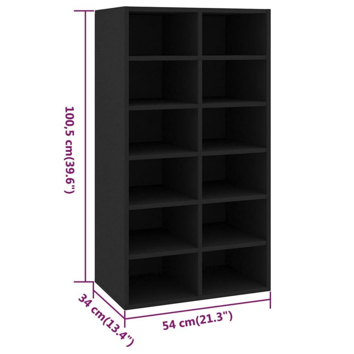 VIDAXL Etagere a chaussures Noir 54x34x100,5 cm Bois d'ingenierie