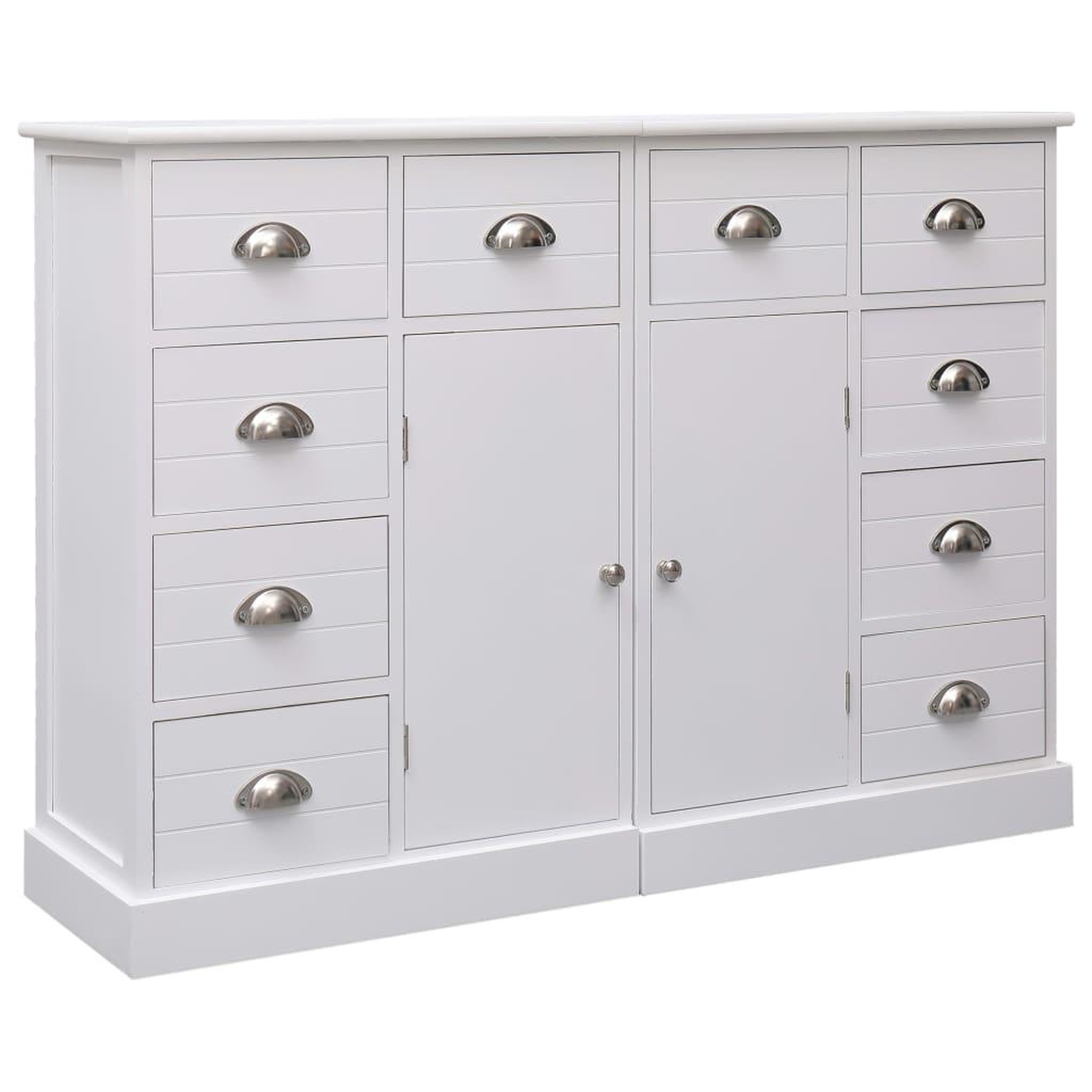Voir la diapositive 1 : VIDAXL Buffet avec 10 tiroirs Blanc 113x30x79 cm Bois