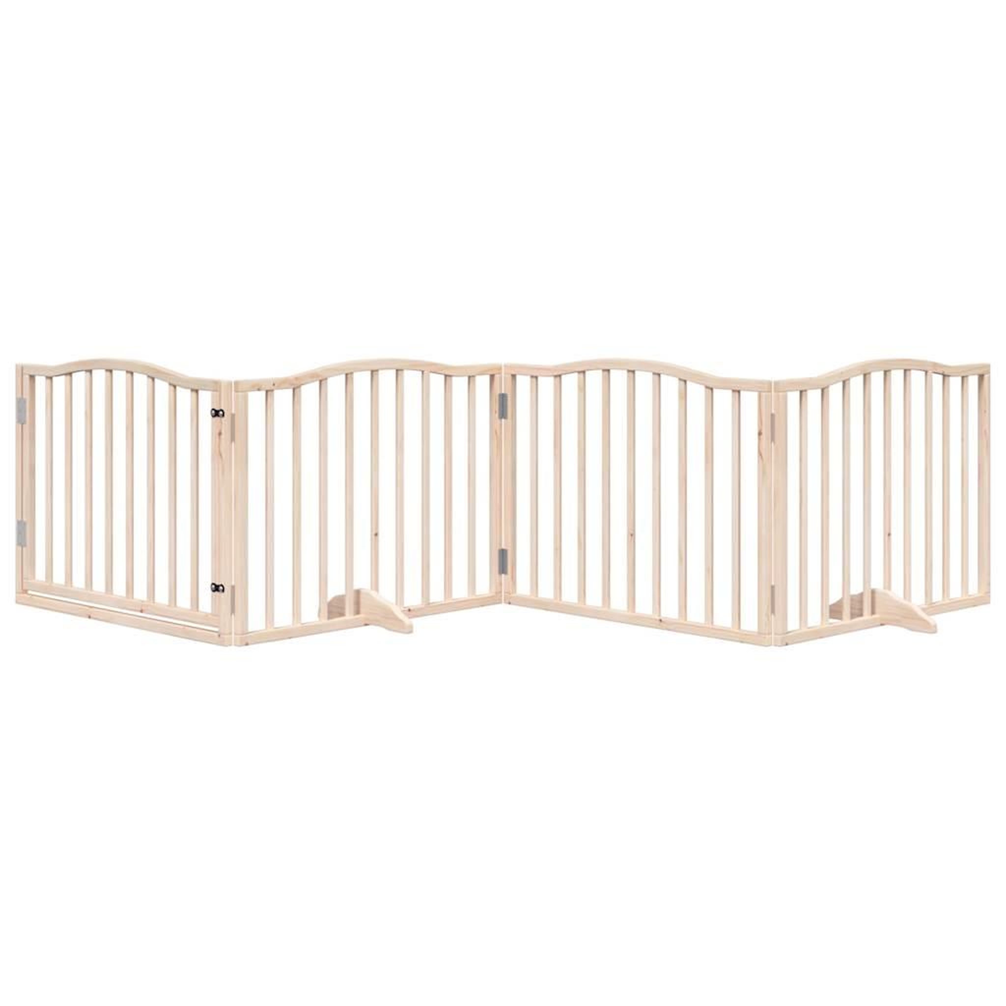 Voir la diapositive 3 : VIDAXL Barriere pour chiens avec porte 4 panneaux bois de peuplier
