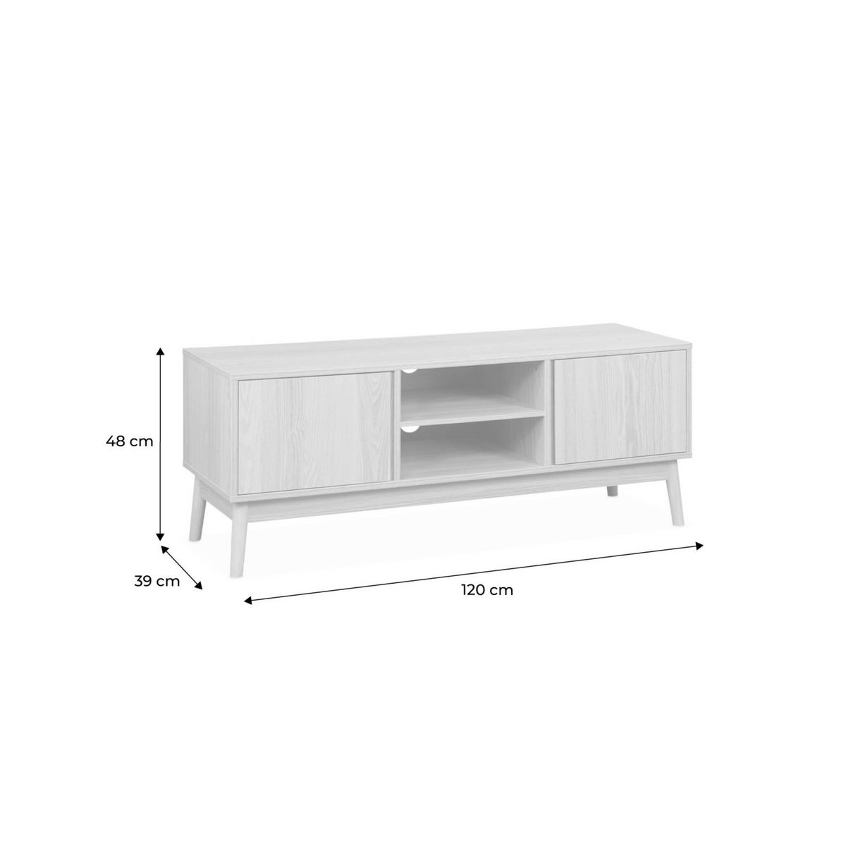 SWEEEK Meuble TV décor bois 2 portes L 120 x l 39 H 48cm - Dune