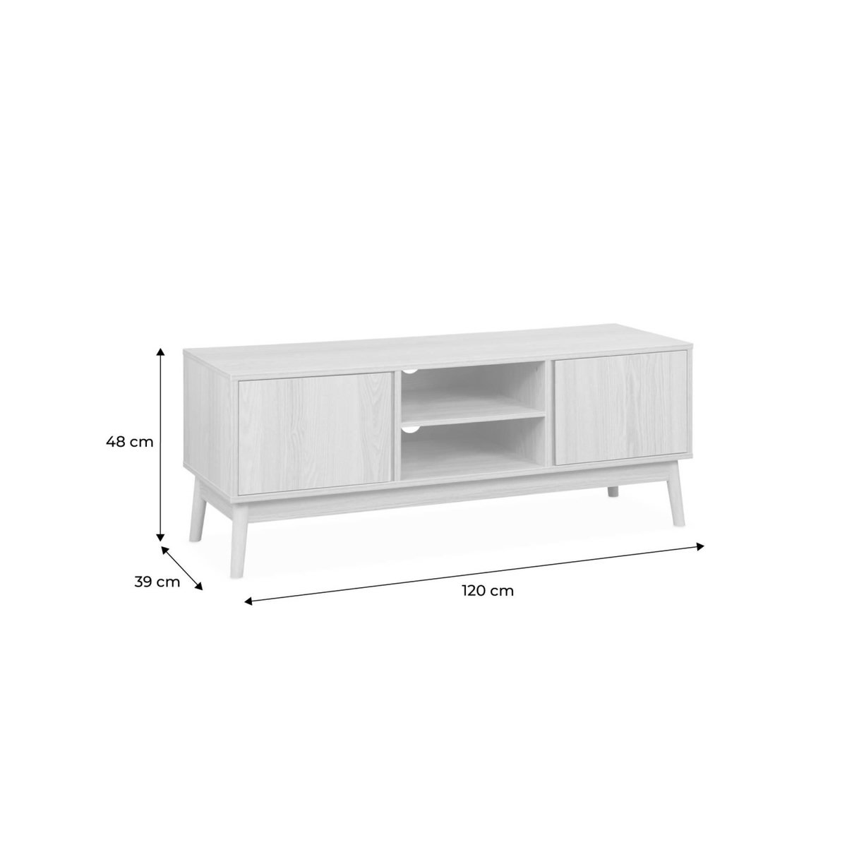 SWEEEK Meuble TV décor bois 2 portes L 120 x l 39 H 48cm - Dune