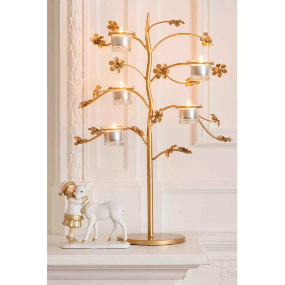 Paris Prix Bougeoir Design en Métal  Curama  54cm Or