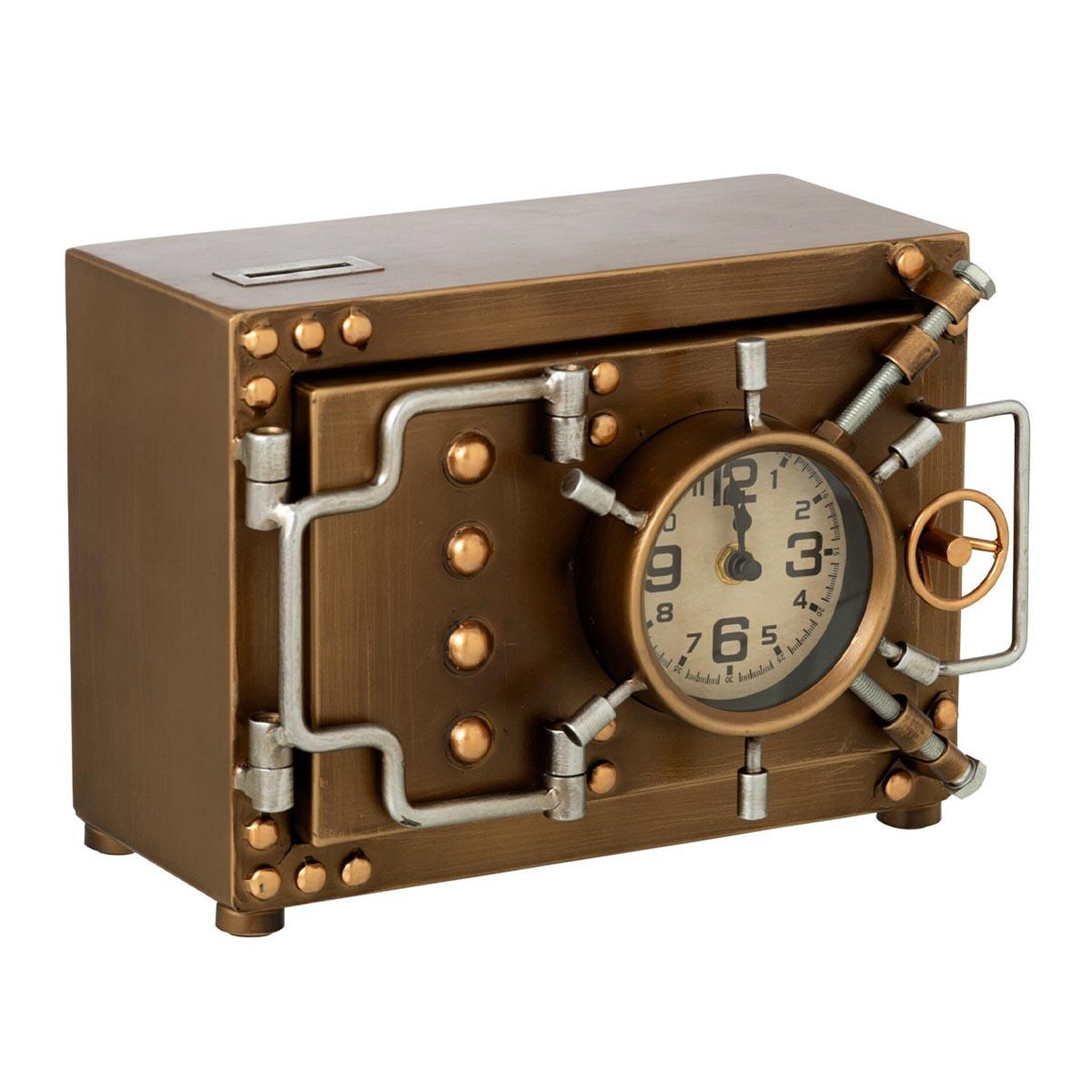 J-LINE Horloge coffre-fort à poser  blaise  27cm doré
