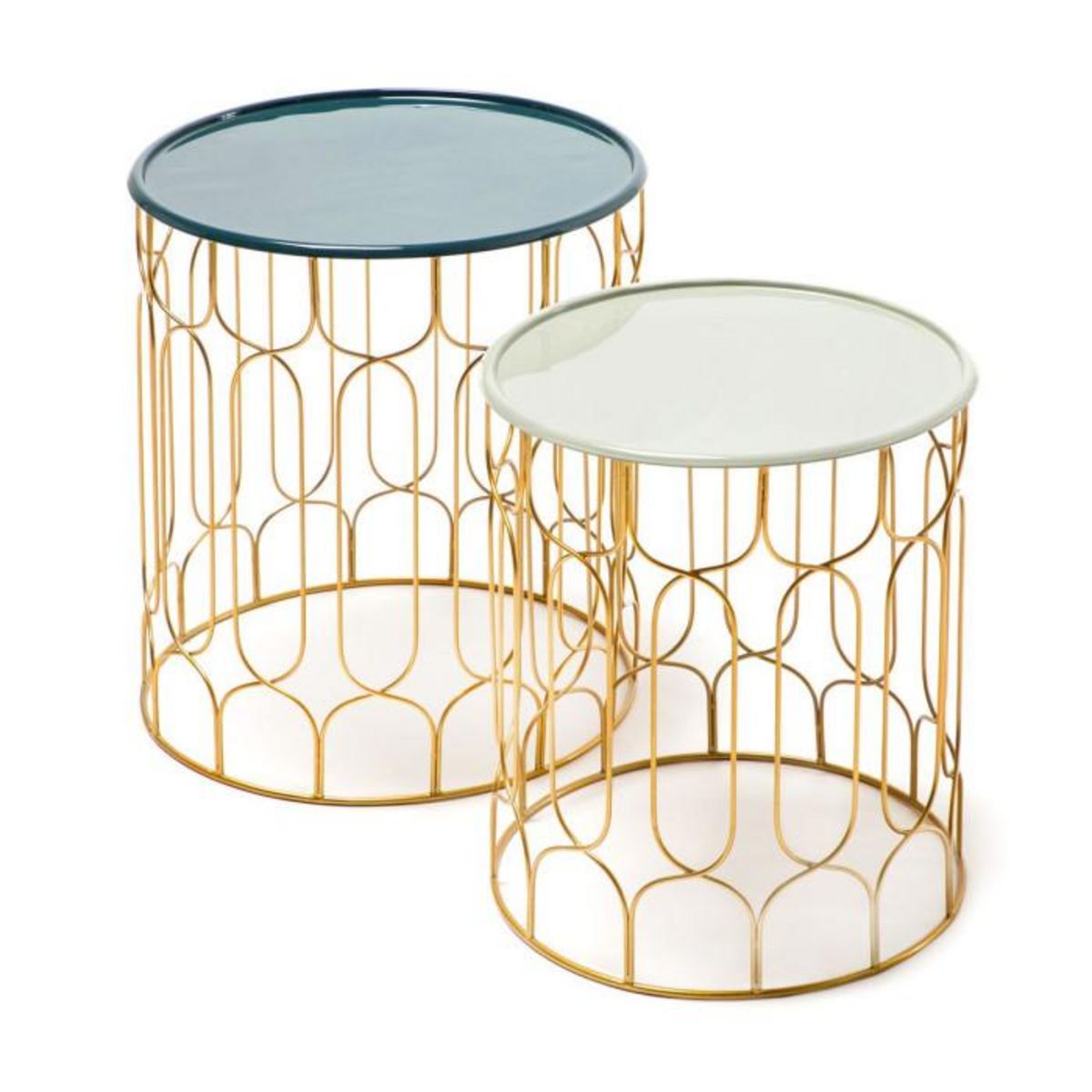 Paris Prix Lot de 2 Tables d'Appoint Déco  Timba  49cm Pétrole & Gris