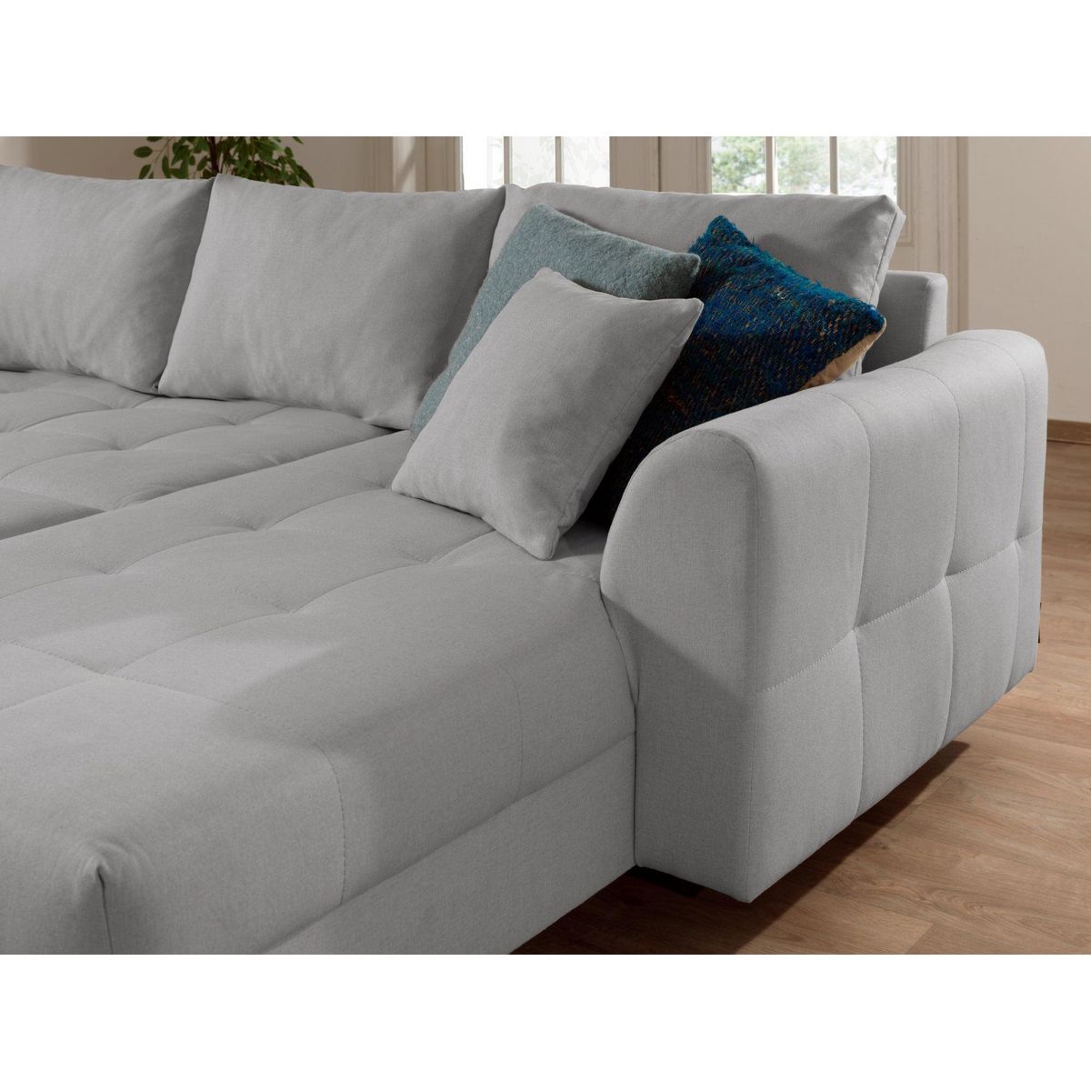 LISA DESIGN Rune - canapé panoramique avec pouf d'appoint - 7 places - style scandinave - gauche