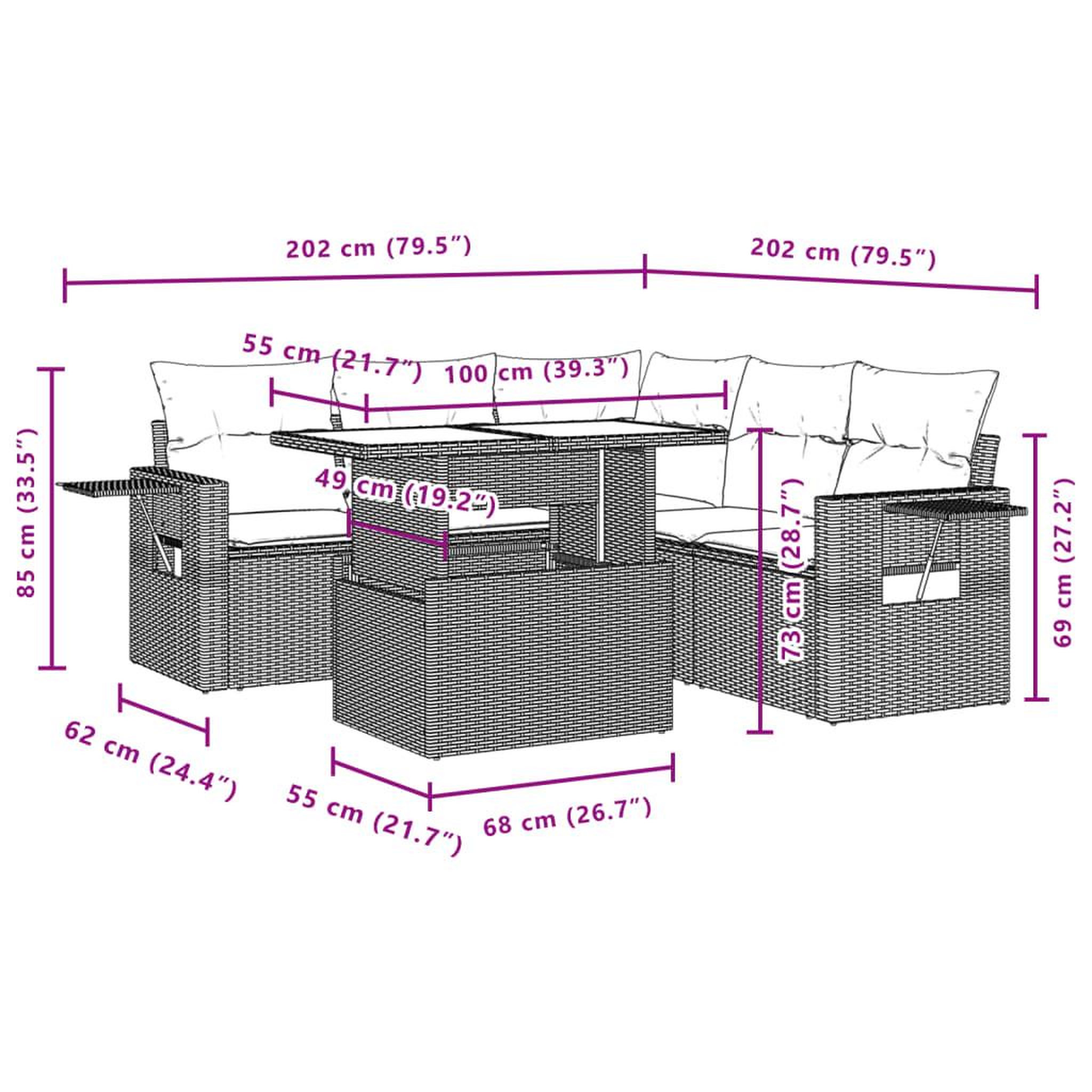 Voir la diapositive 6 : VIDAXL Salon de jardin avec coussins 6 pcs marron resine tressee