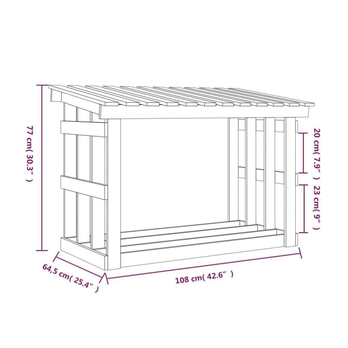 VIDAXL Support pour bois de chauffage 108x64,5x77 cm Bois de pin