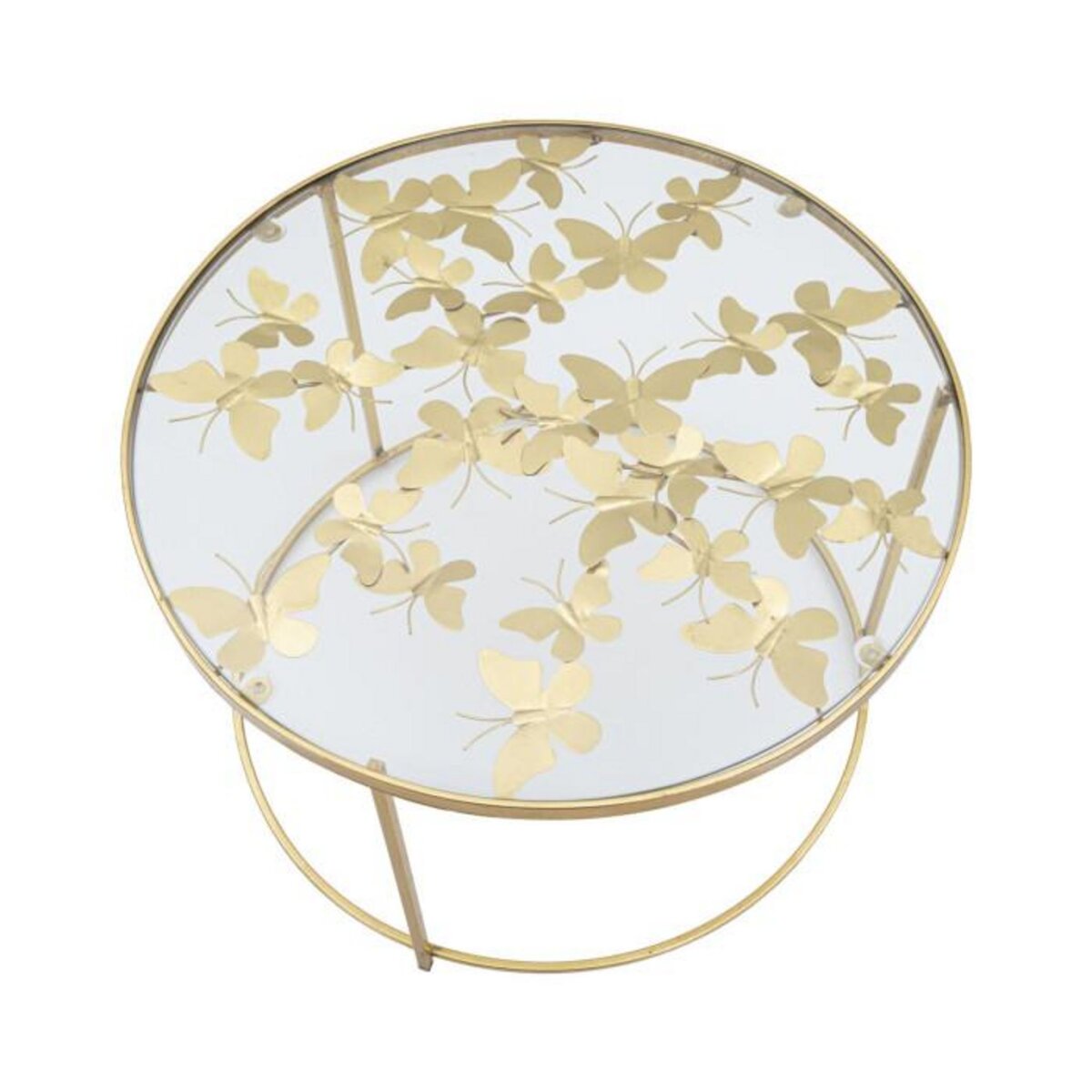 Paris Prix Table Basse en Verre  Butterfly  60cm Or
