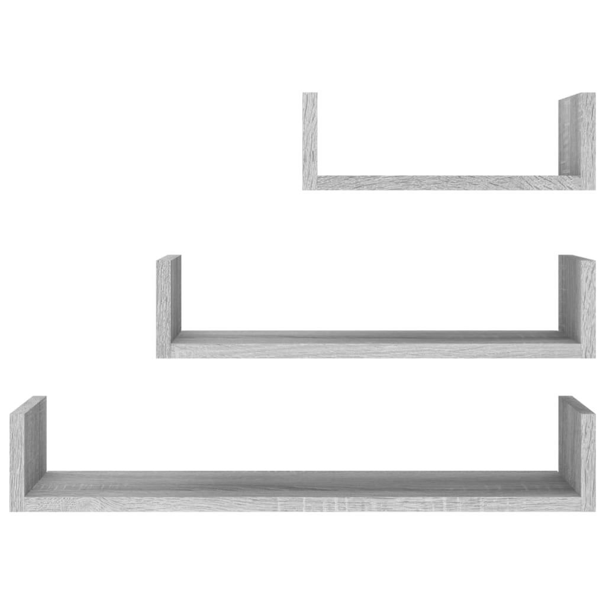 Voir la diapositive 3 : VIDAXL Etageres murales d'affichage 3pcs Sonoma gris Bois d'ingenierie