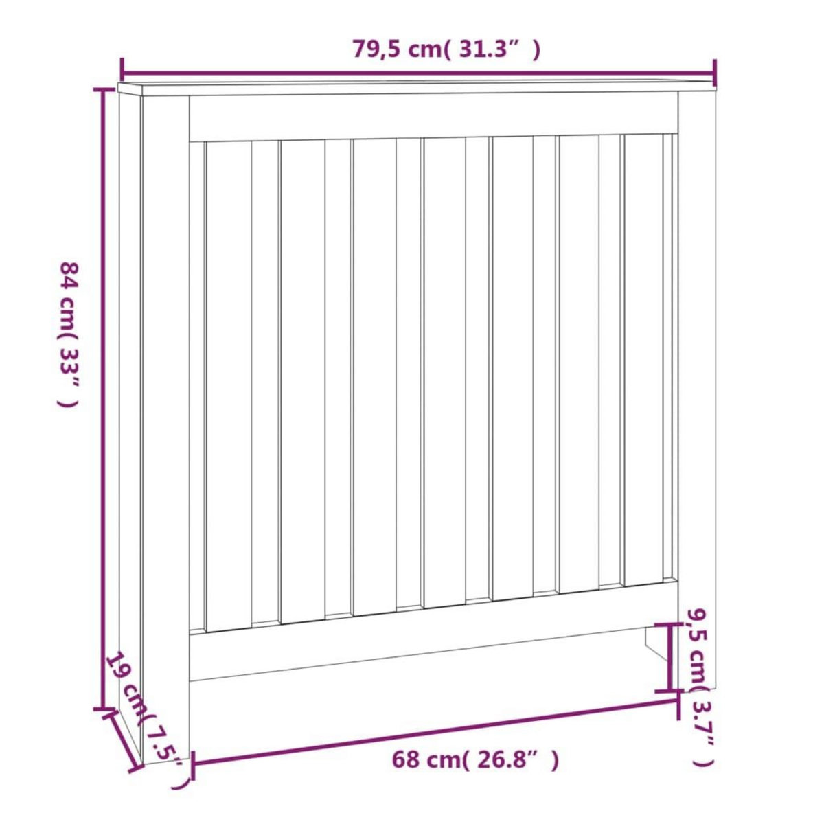VIDAXL Cache-radiateur Blanc 79,5x19x84 cm Bois massif de pin