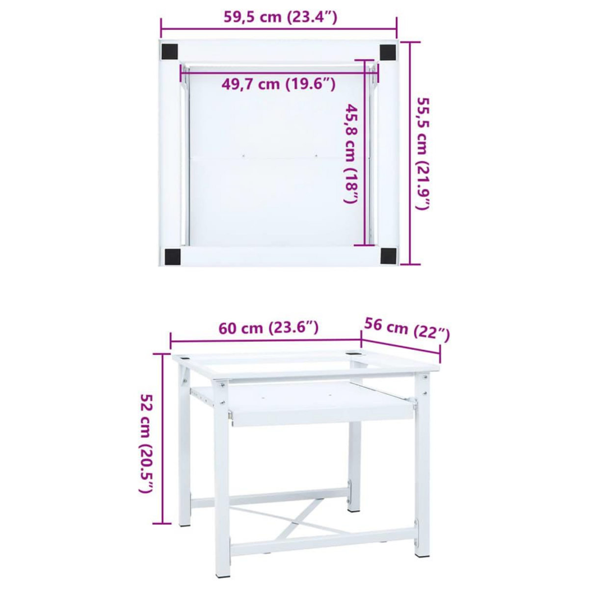 VIDAXL Socle pour machine a laver avec etagere coulissante Blanc