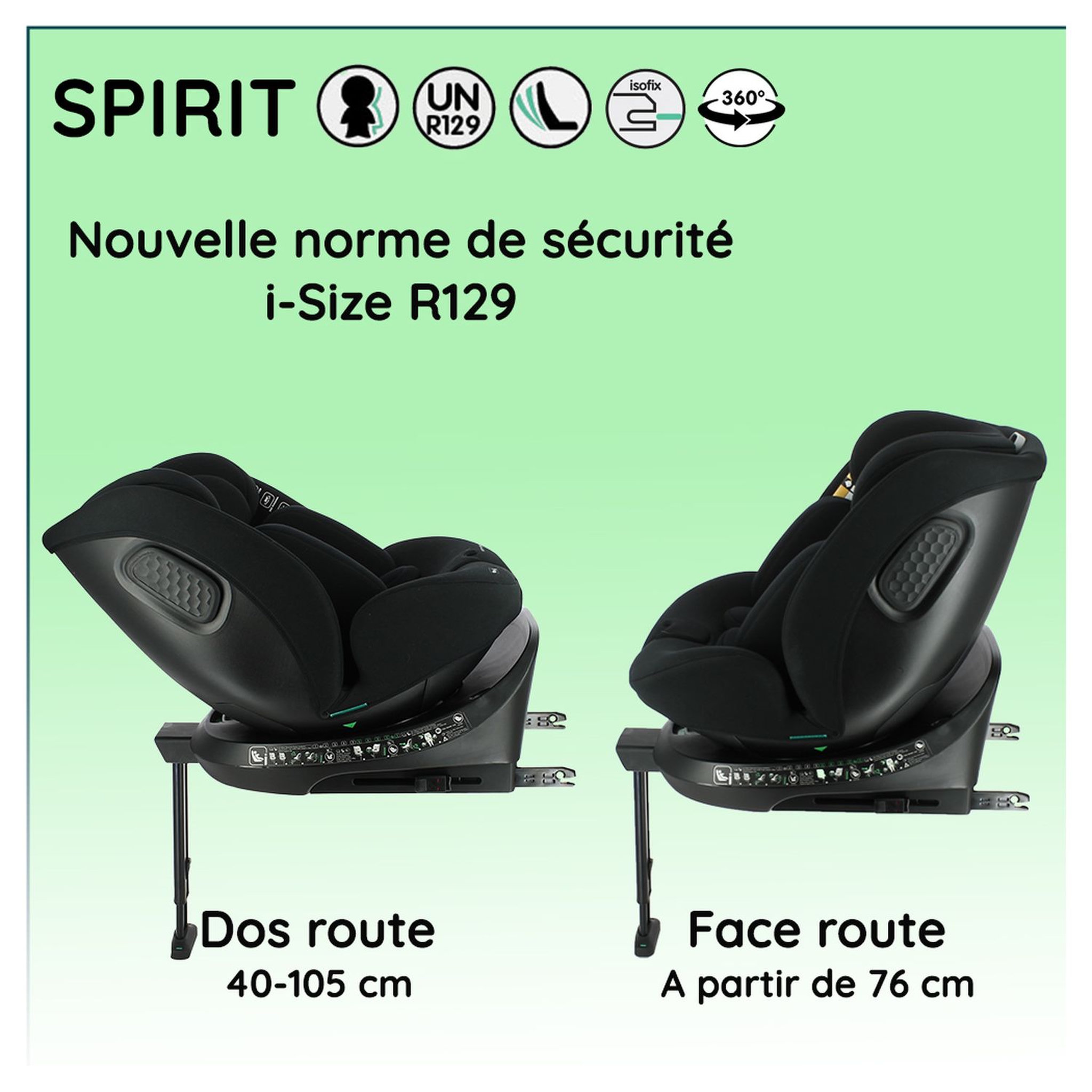 Voir la diapositive 6 : NANIA Siège auto SPIRIT pivotant 360° - I-Size 40-150 cm