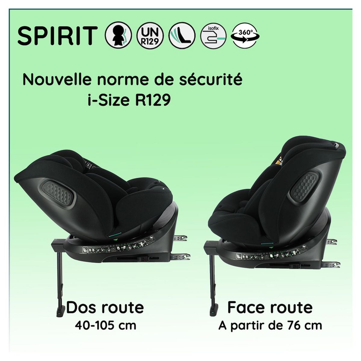 NANIA Siège auto SPIRIT pivotant 360° - I-Size 40-150 cm