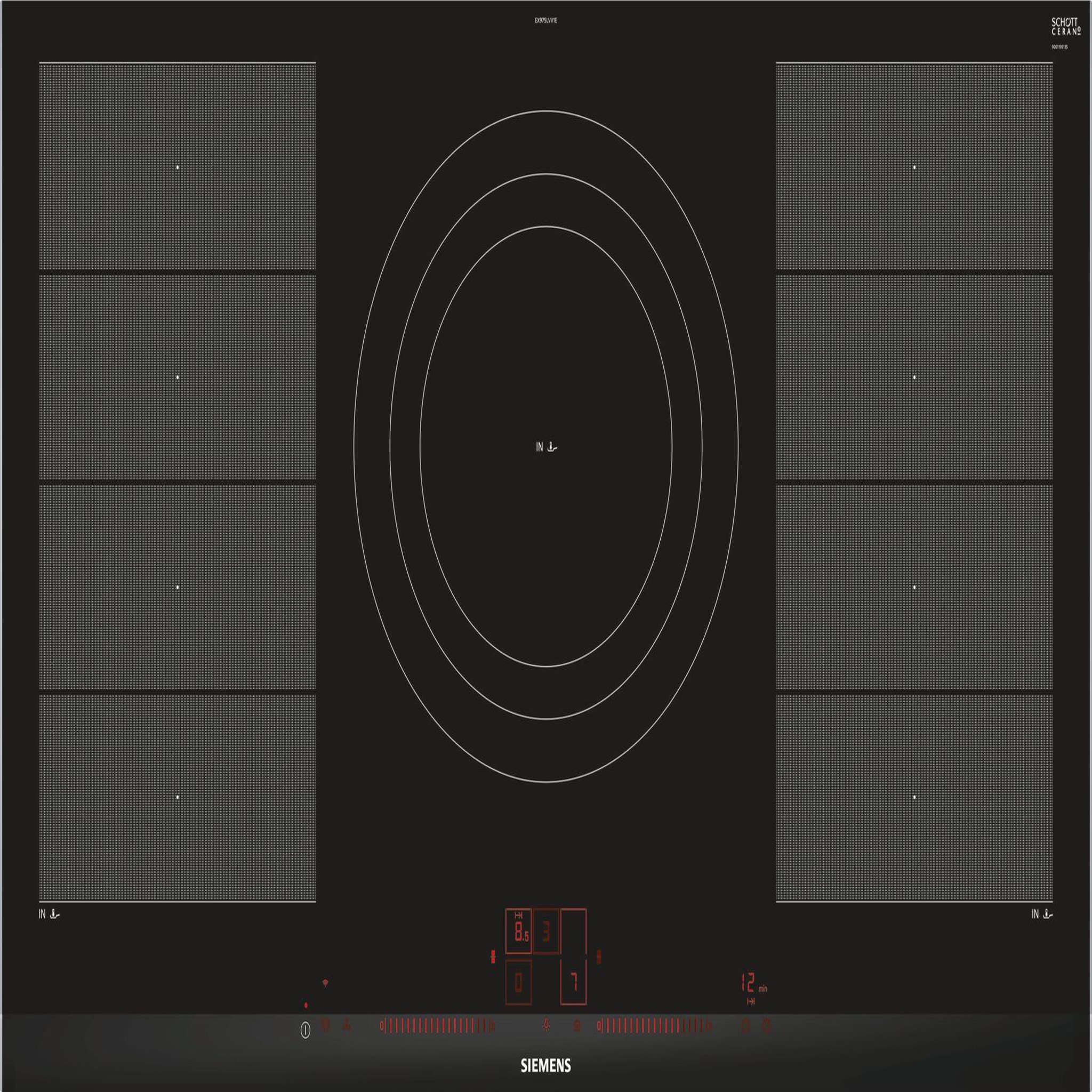 Siemens Table de cuisson à induction 90cm 5 feux 11100w flexinduction noir - ex975lvv1e