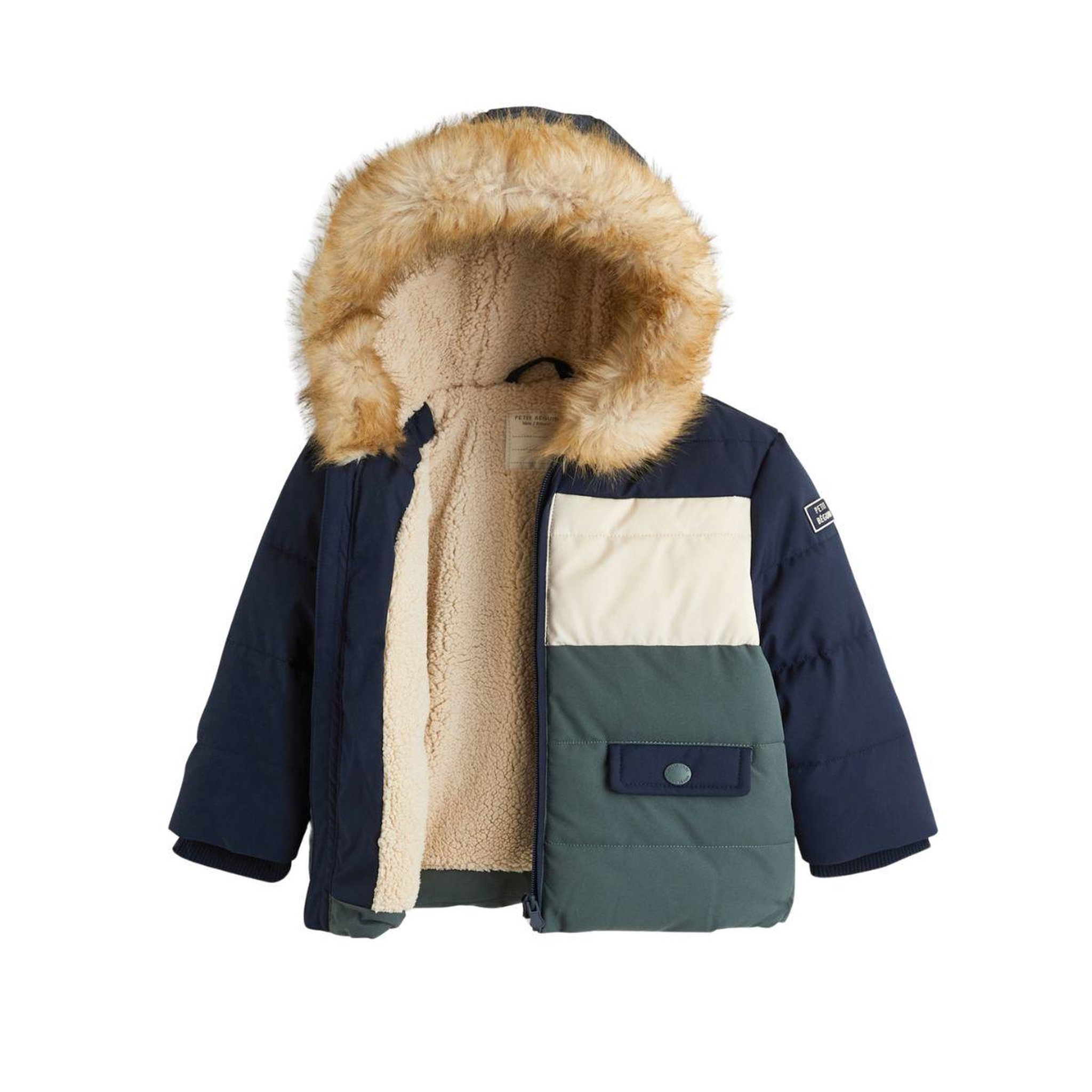 Voir la diapositive 3 : PETIT BEGUIN Doudoune enfant imperméable doublée sherpa avec capuche Noah