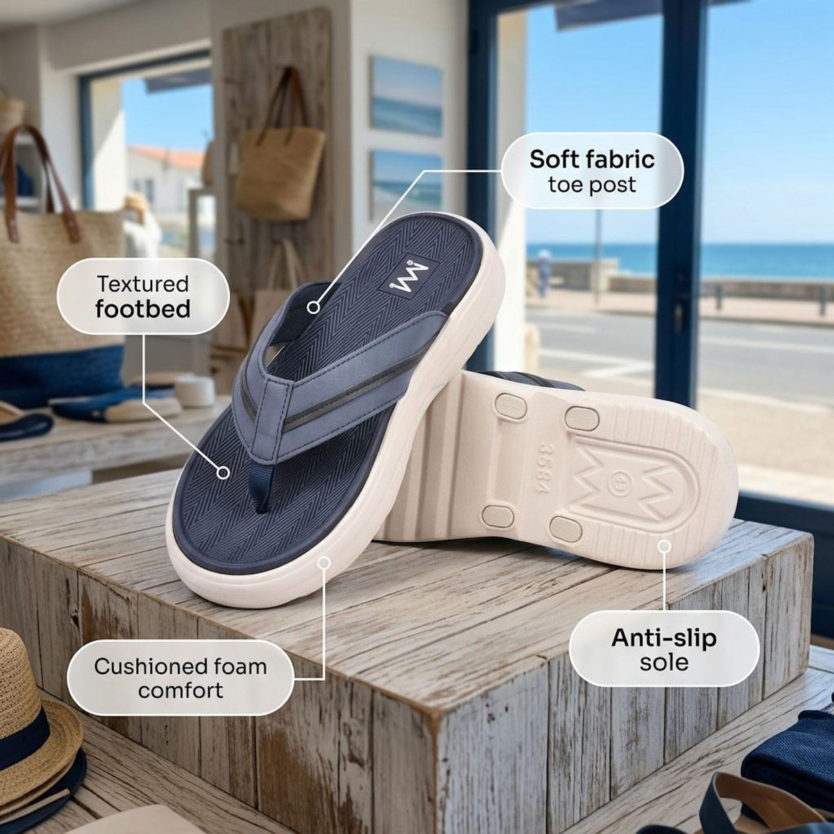 OZABI OZABI Tongs homme confort semelle epaisse antiderapante ete plage