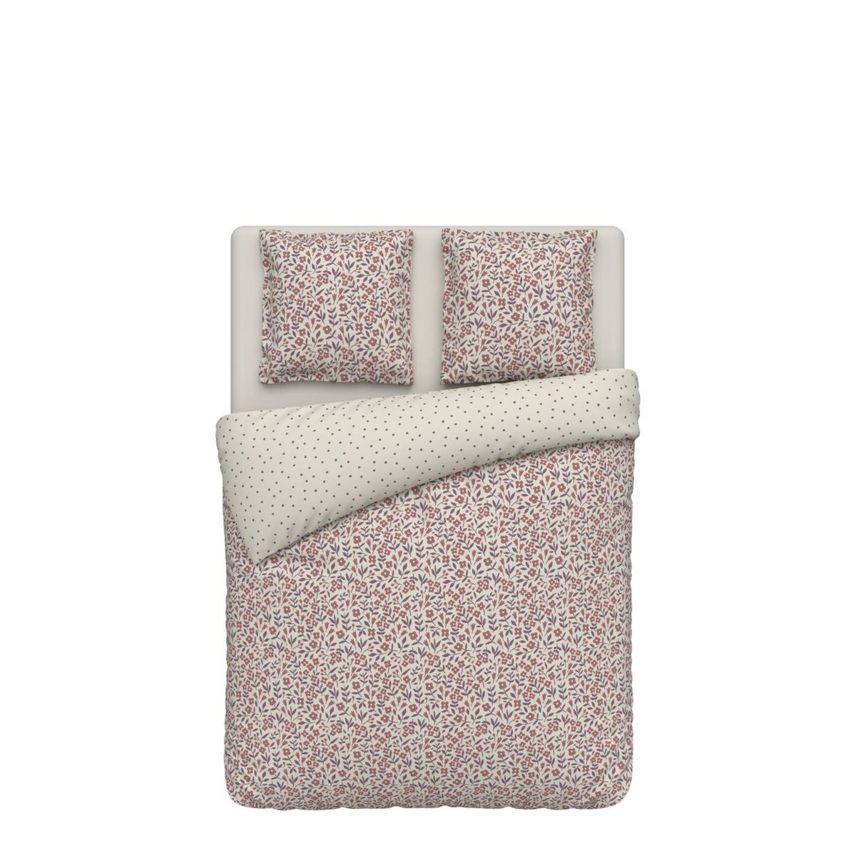 ACTUEL Parure housse de couette en flanelle motif floral FLEURETTE