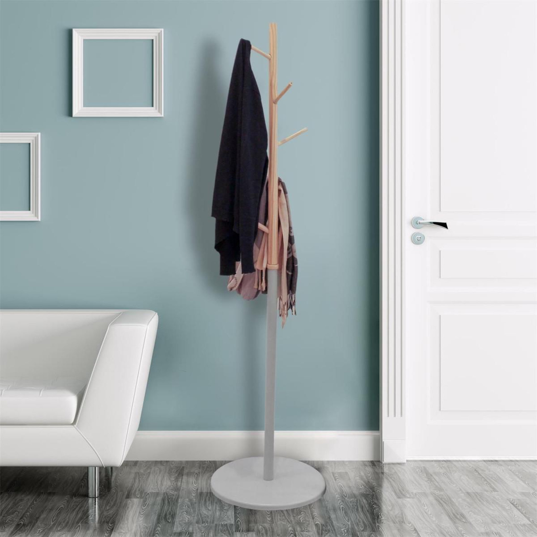 Voir la diapositive 2 : The Home Deco Factory Porte-manteau 5 patères  miko  180cm gris