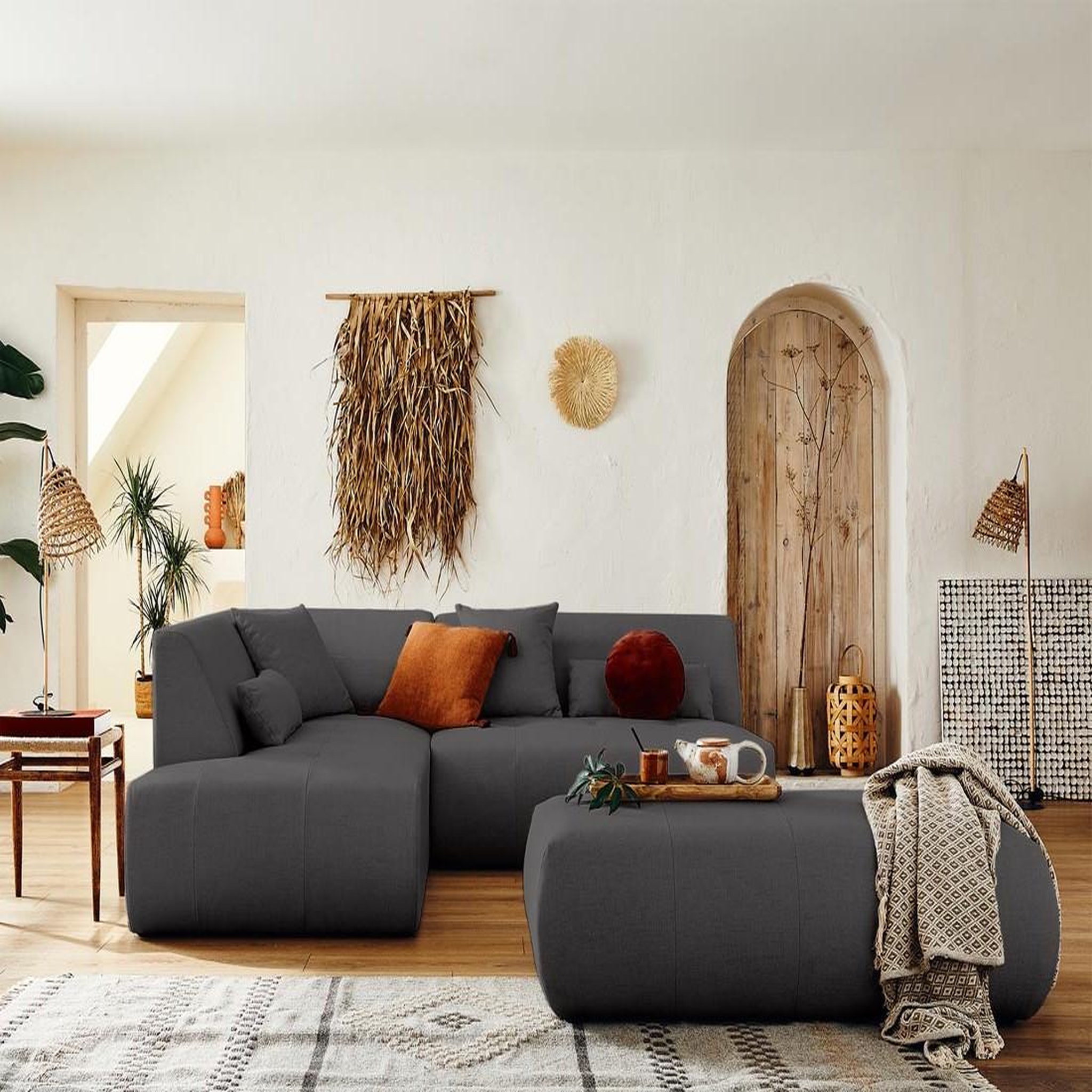 Voir la diapositive 6 : LISA DESIGN Onyx - canapé modulable d'angle gauche 5 places - en tissu