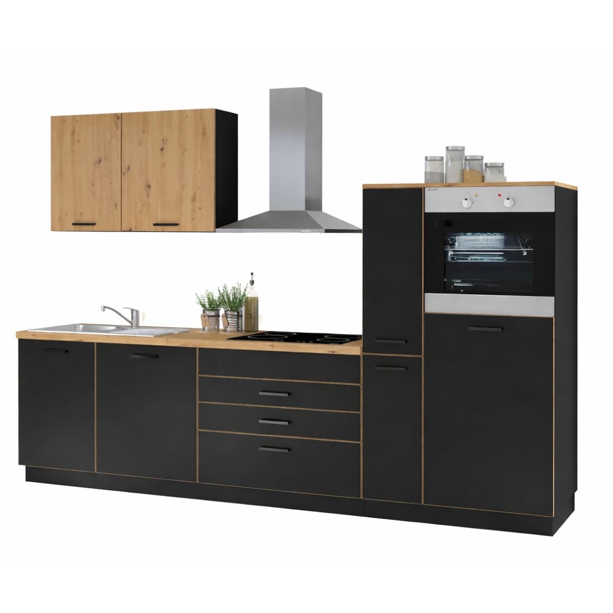 JLC KREATION Cuisine complète noir et bois 280cm LOFT