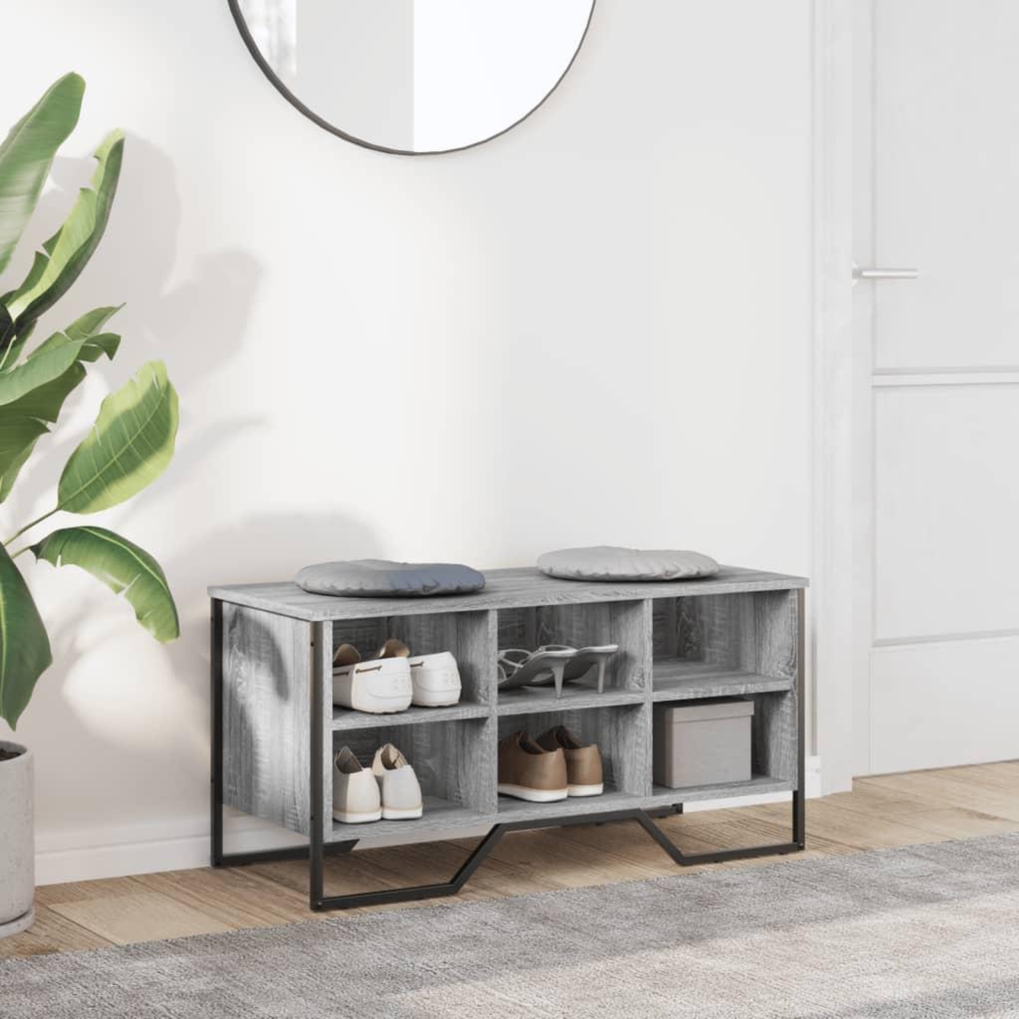 Voir la diapositive 3 : VIDAXL Armoire a chaussures sonoma gris 90x38x45,5cm bois d'ingenierie