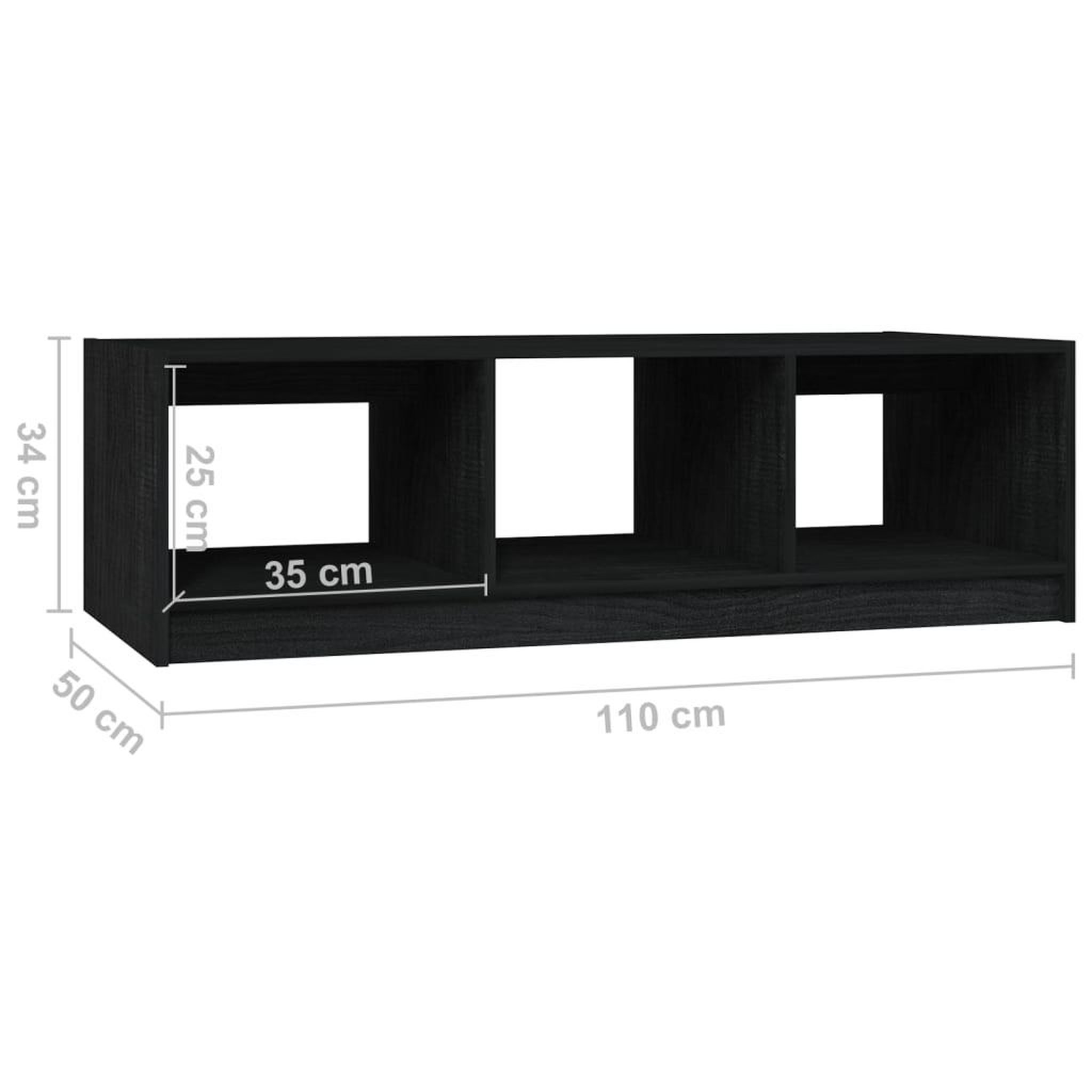 Voir la diapositive 6 : VIDAXL Table basse noir 110x50x34 cm bois de pin massif