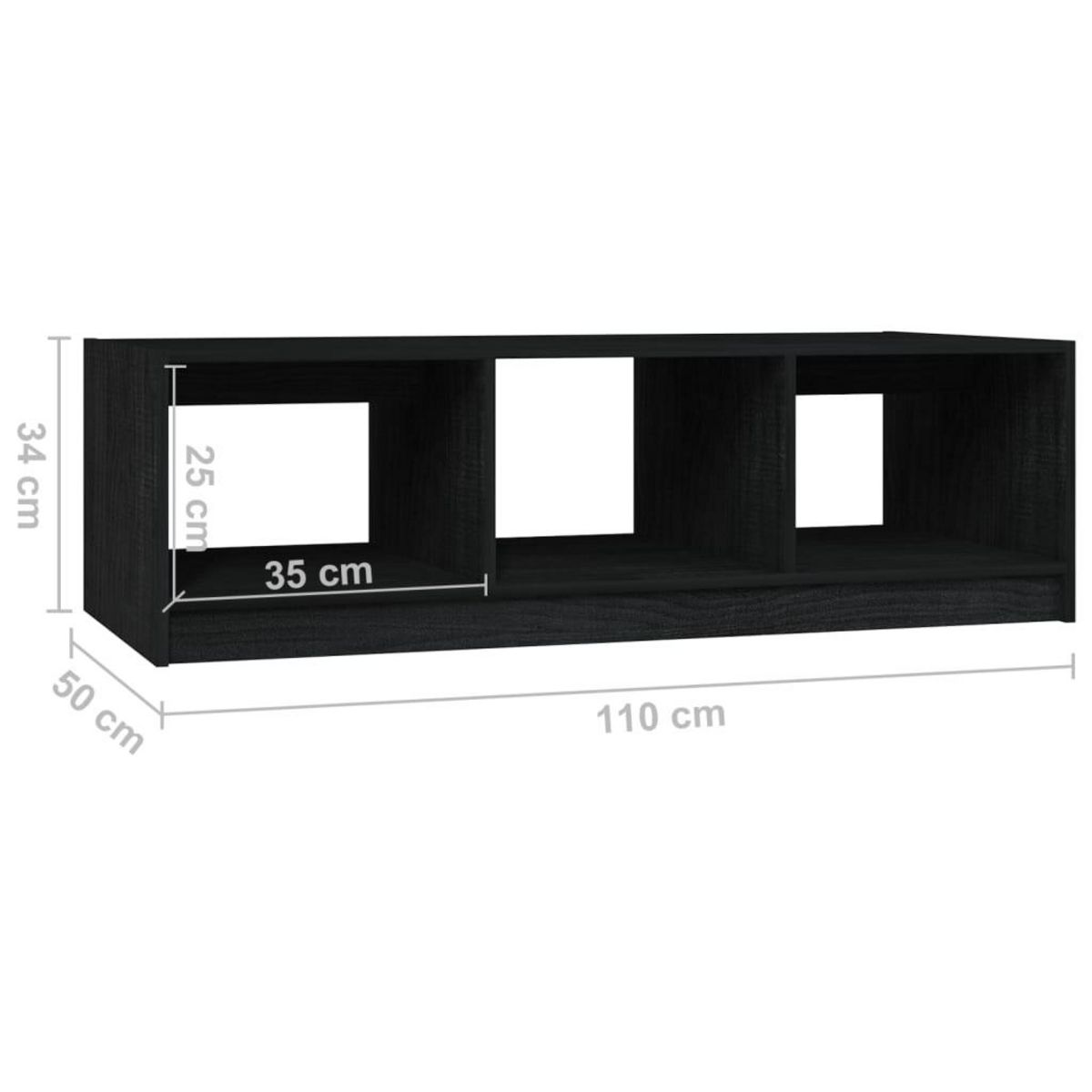 VIDAXL Table basse noir 110x50x34 cm bois de pin massif