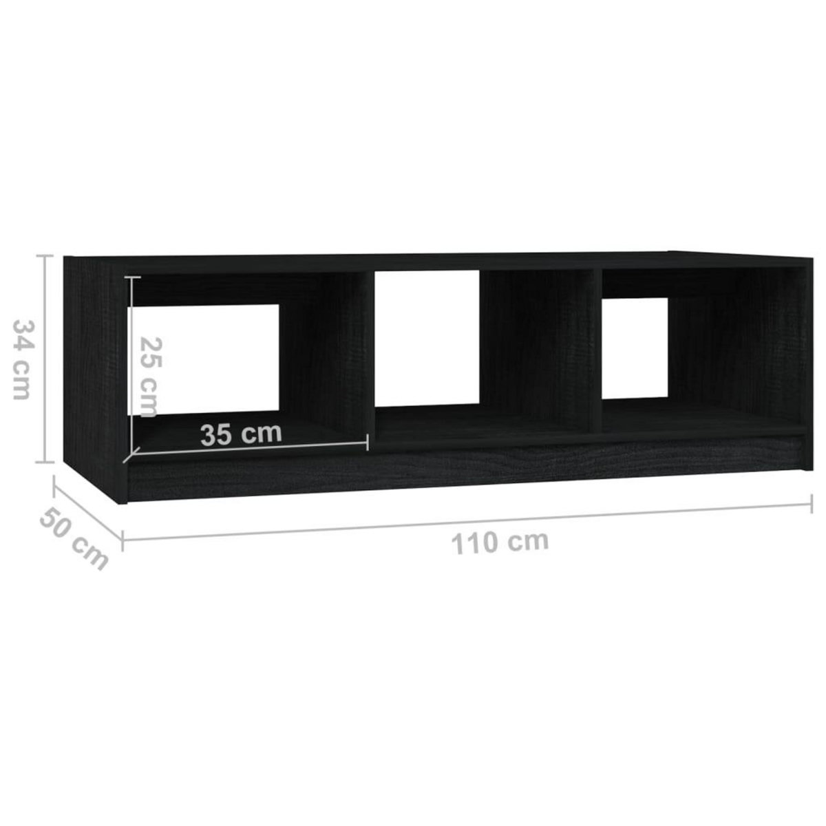 VIDAXL Table basse noir 110x50x34 cm bois de pin massif